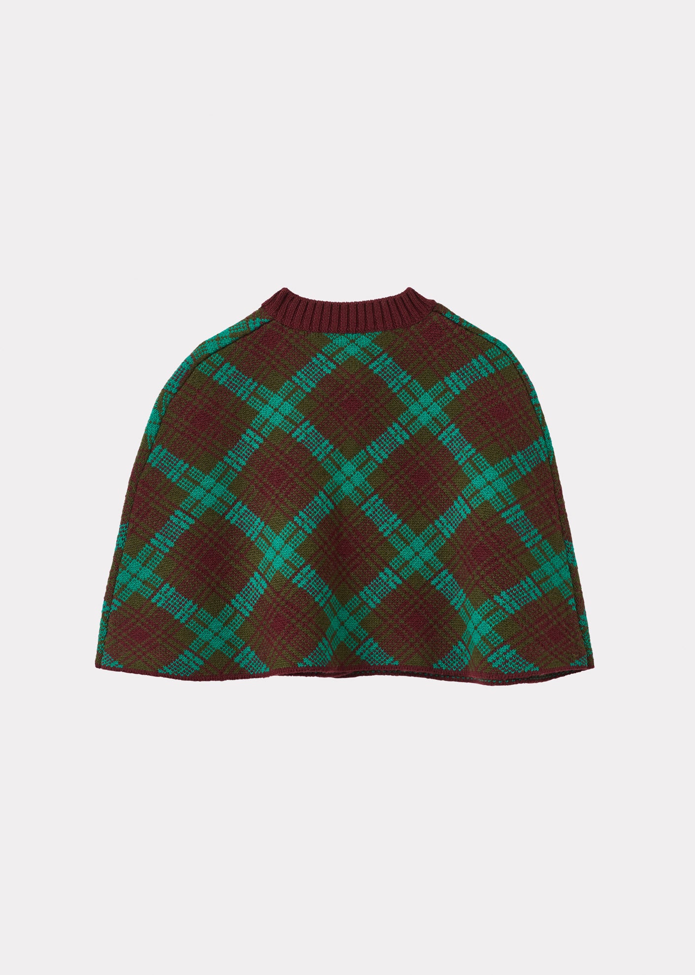 ASPEN CHILDREN'S MERINO WOOL CAPE - KHAKI / BURGUNDY - GREEN
