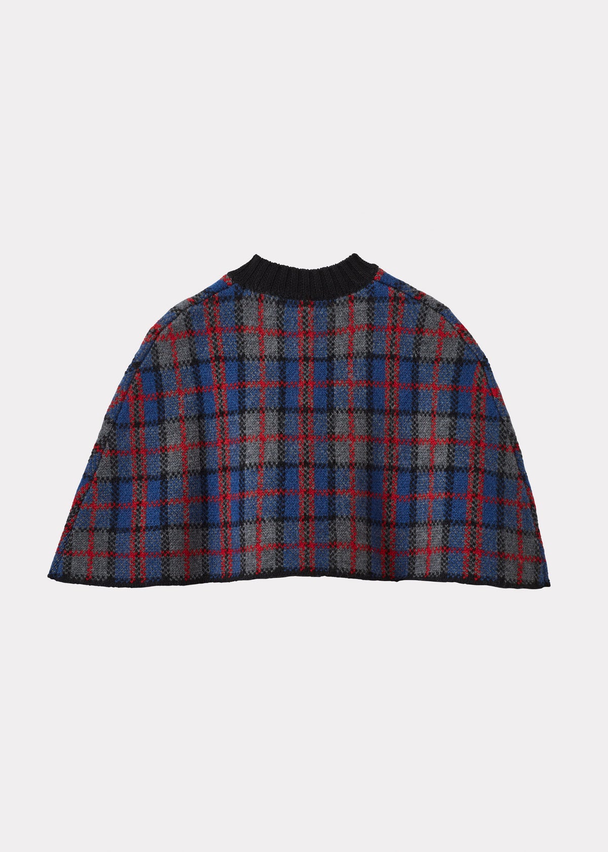 ASPEN CHILDREN'S MERINO WOOL CAPE - GREY BLUE & RED CHECK