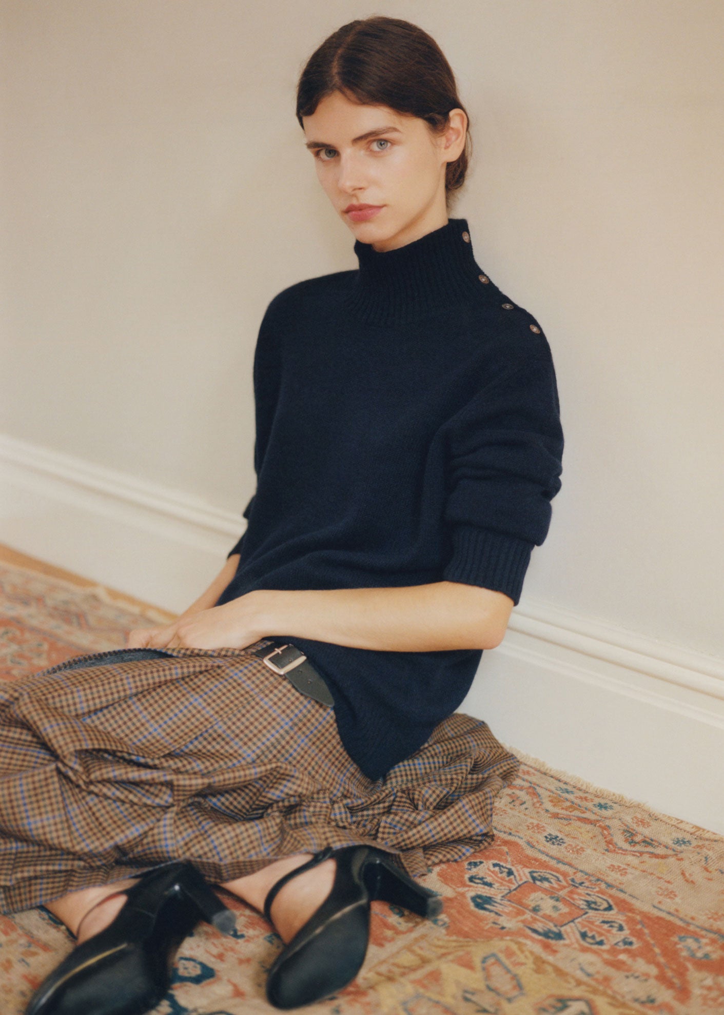 WOMEN'S WOOL KILT - BEIGE TARTAN