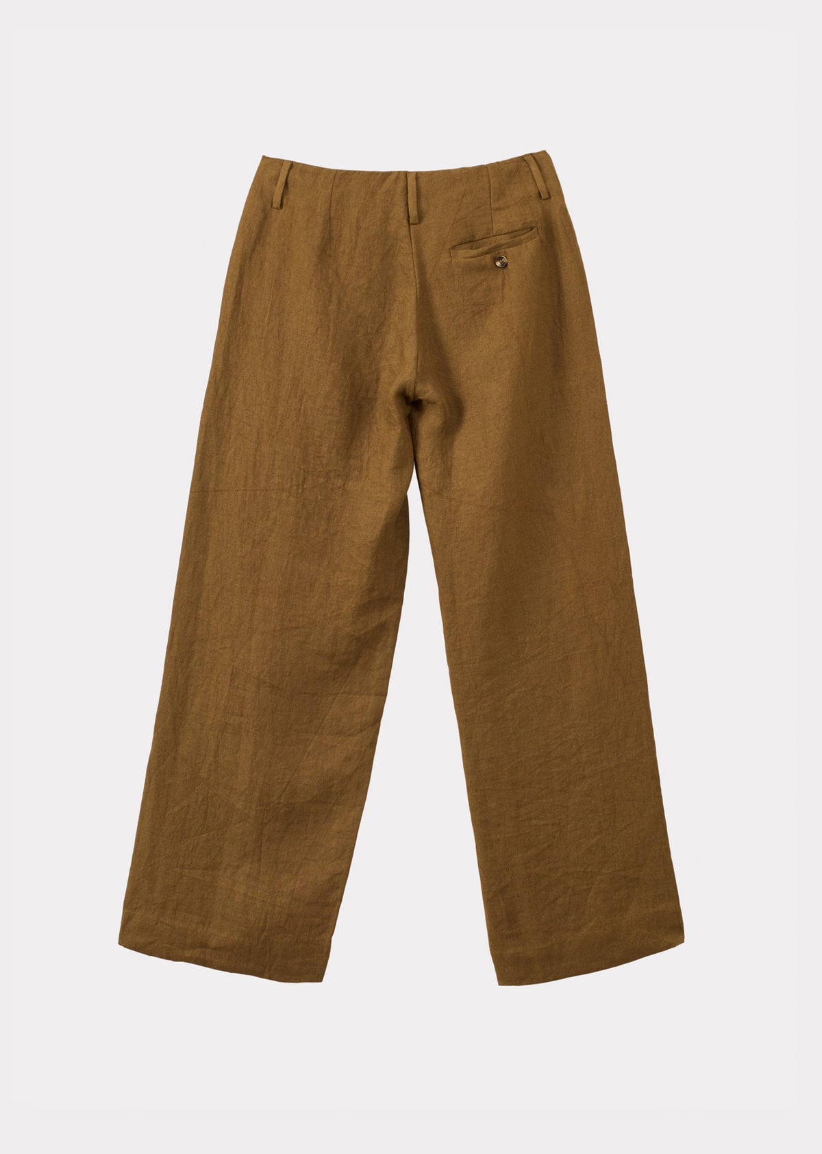 WOMEN'S WIDE LEG LINEN TROUSERS - TOFFEE