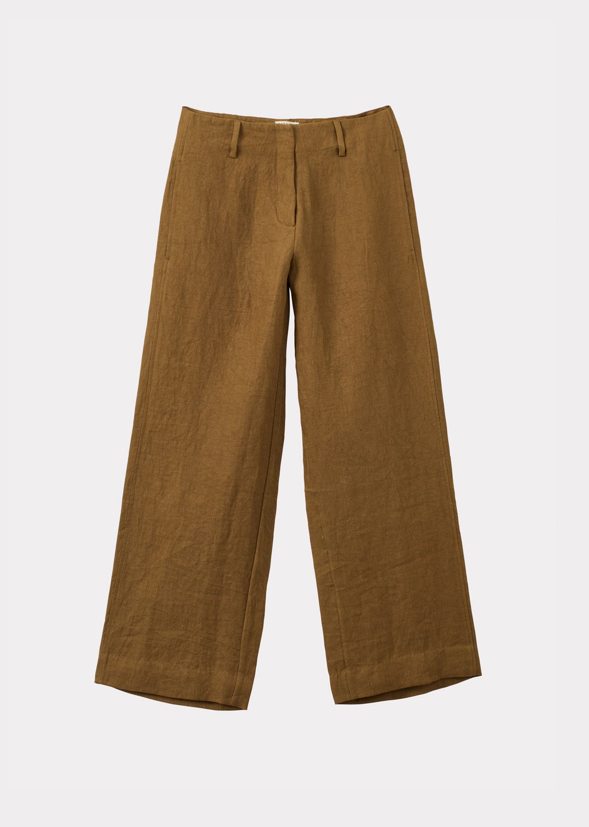 WOMEN'S WIDE LEG LINEN TROUSERS - TOFFEE