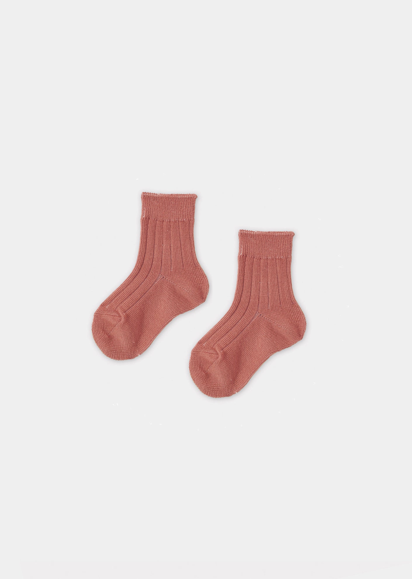BABY RIB ANKLE COTTON SOCKS - VIEUX ROSE SAD