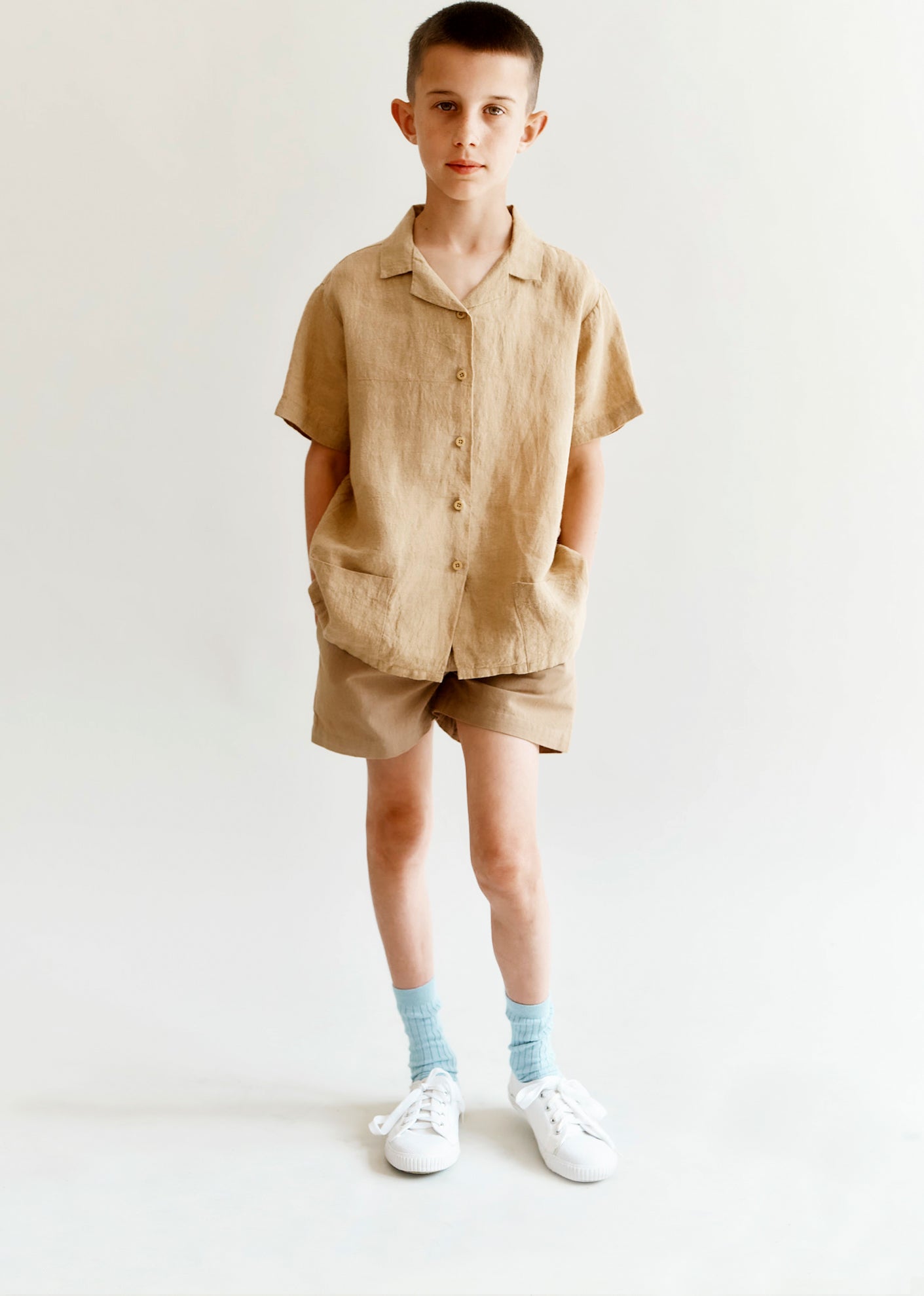 BAMBOO CHILDREN'S SHIRT AND SHORTS SET - MUSTARD