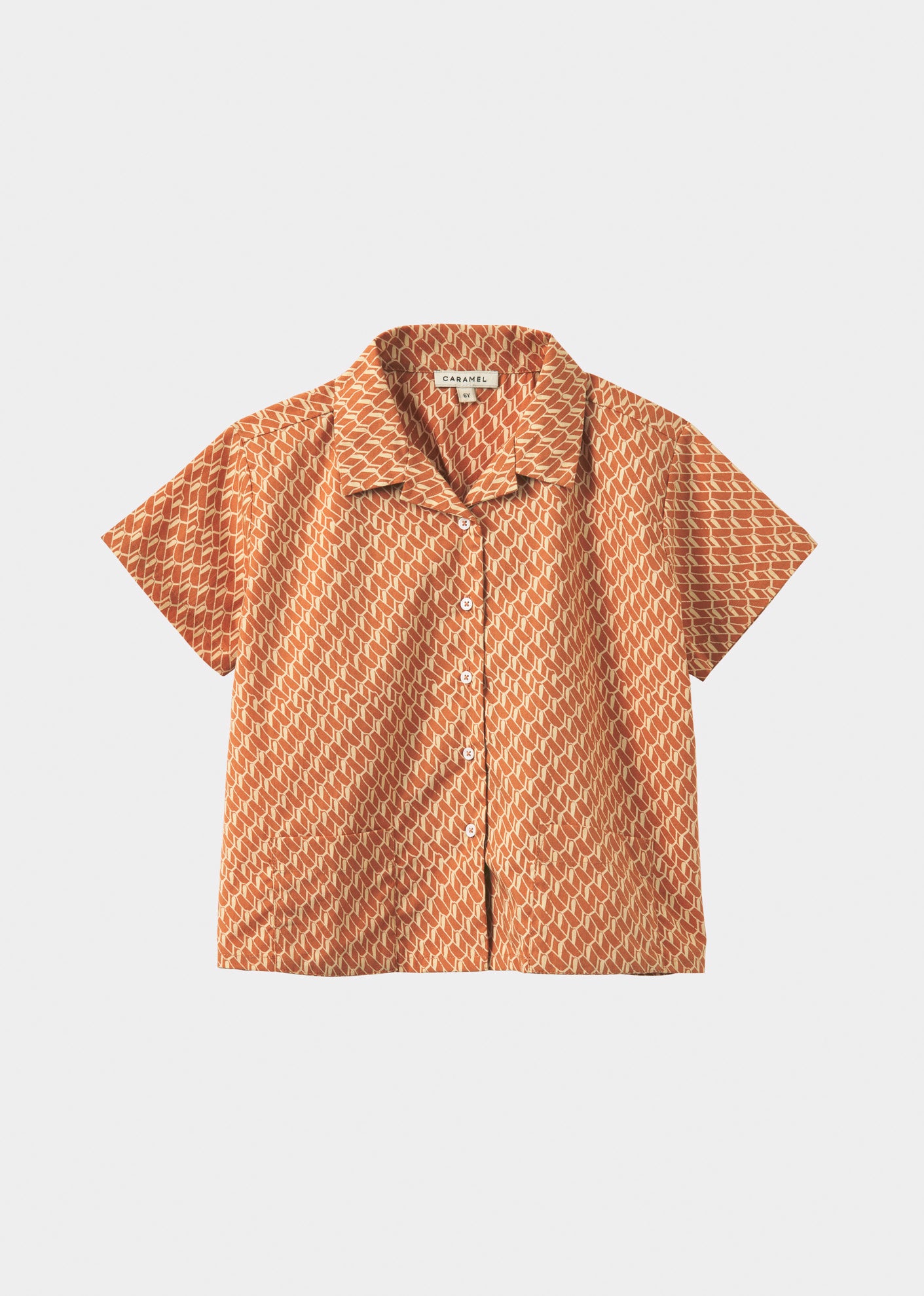caramel BAMBOO SHIRT - APRICOT GEO PRINT