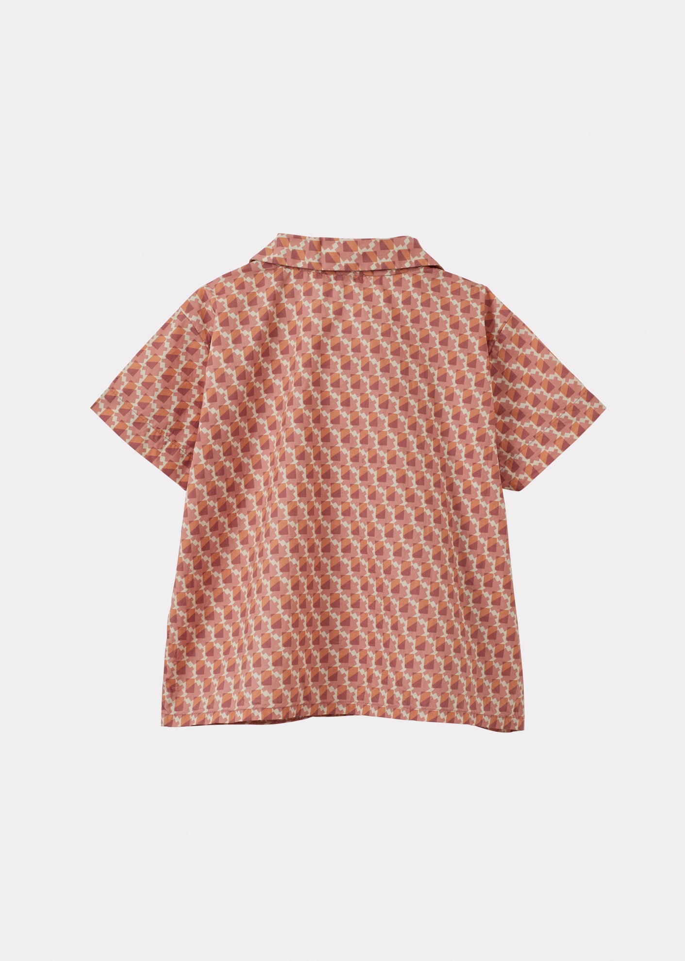 BAMBOO CHILDREN'S SHIRT AND SHORTS SET - MAUVE GEO PRINT