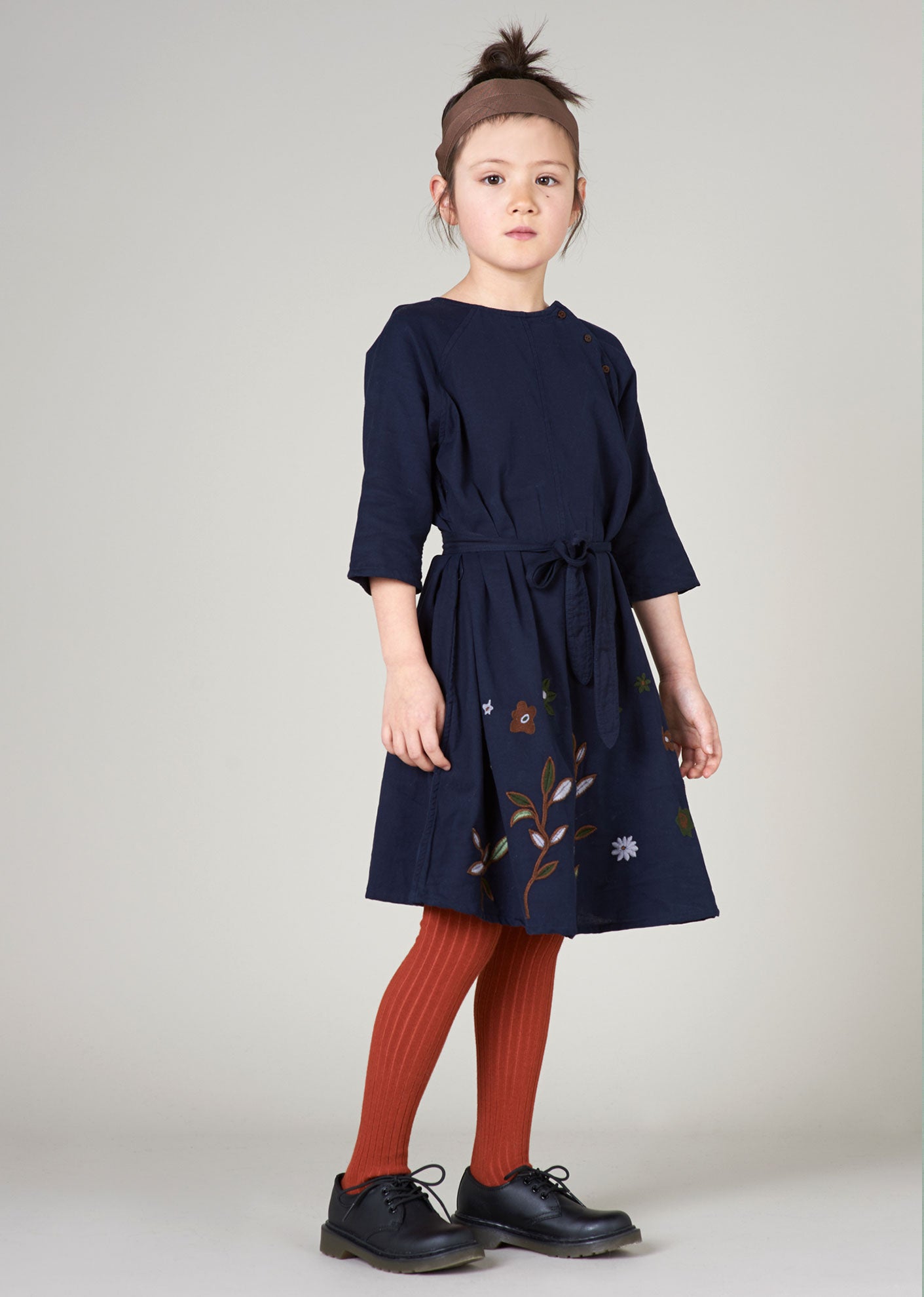 BELSAY EMBROIDERED DRESS - NAVY
