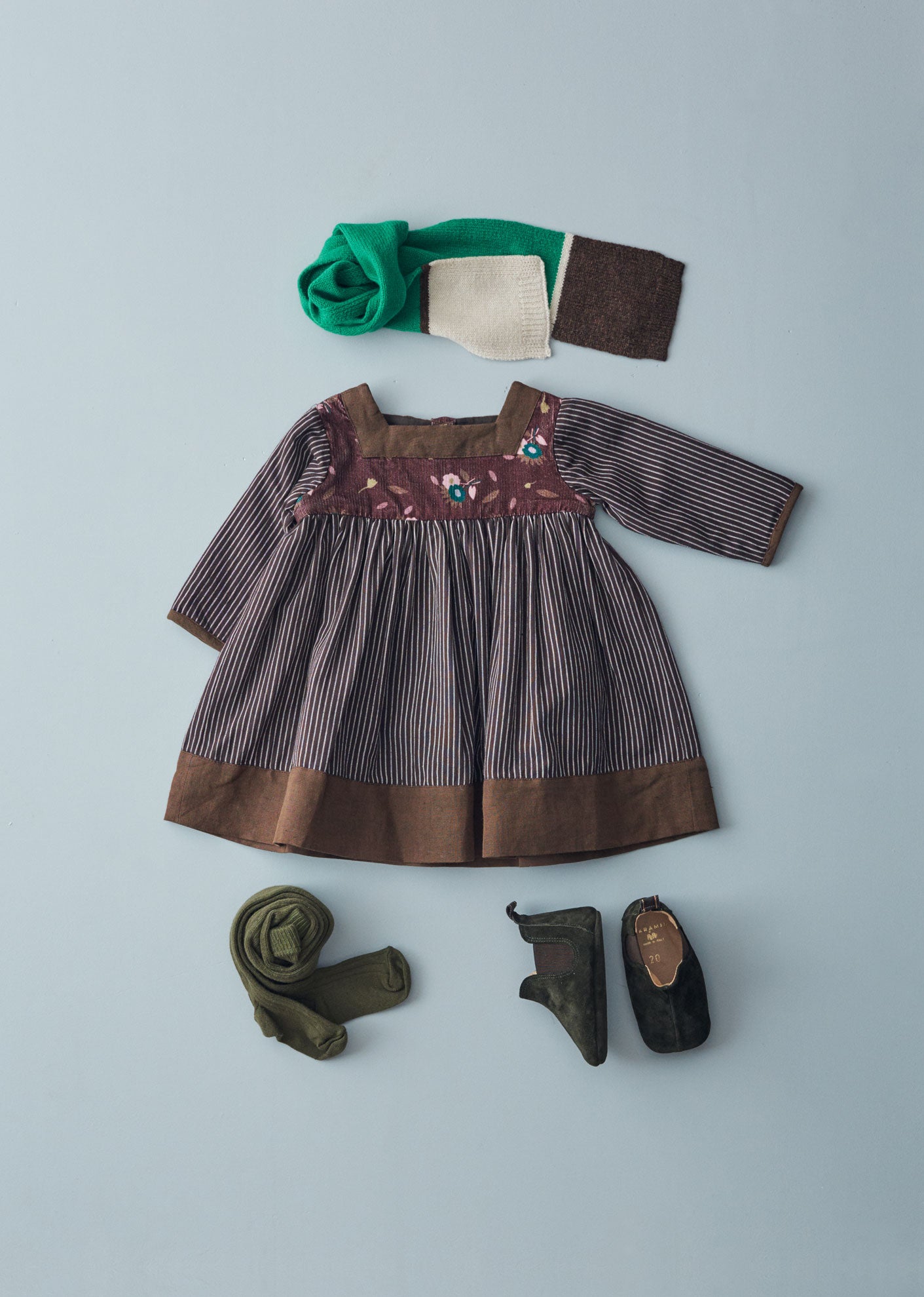 EARTH BABY DRESS - BROWN THISTLE PRINT