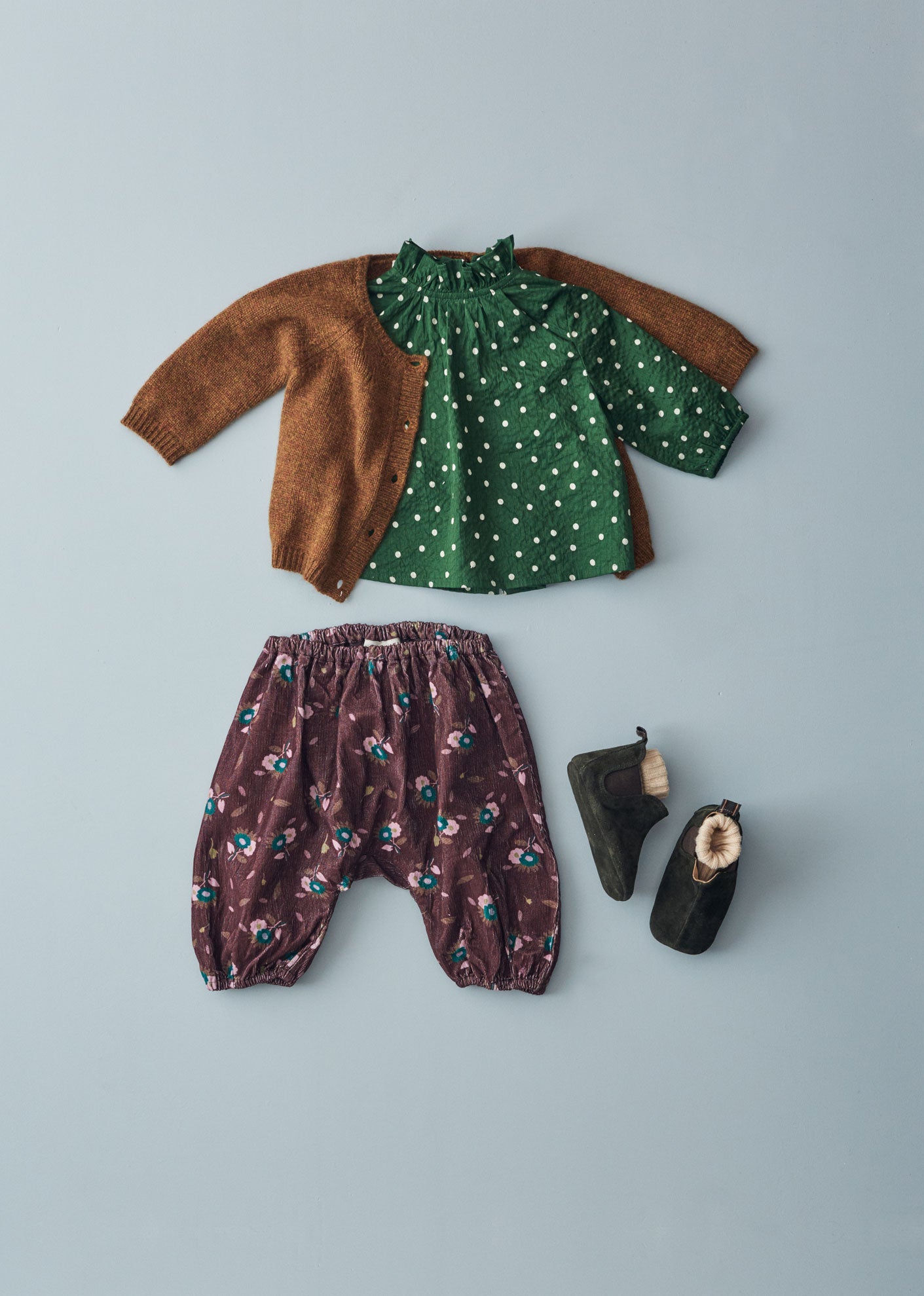 FARADAY BABY TROUSERS - BROWN THISTLE PRINT