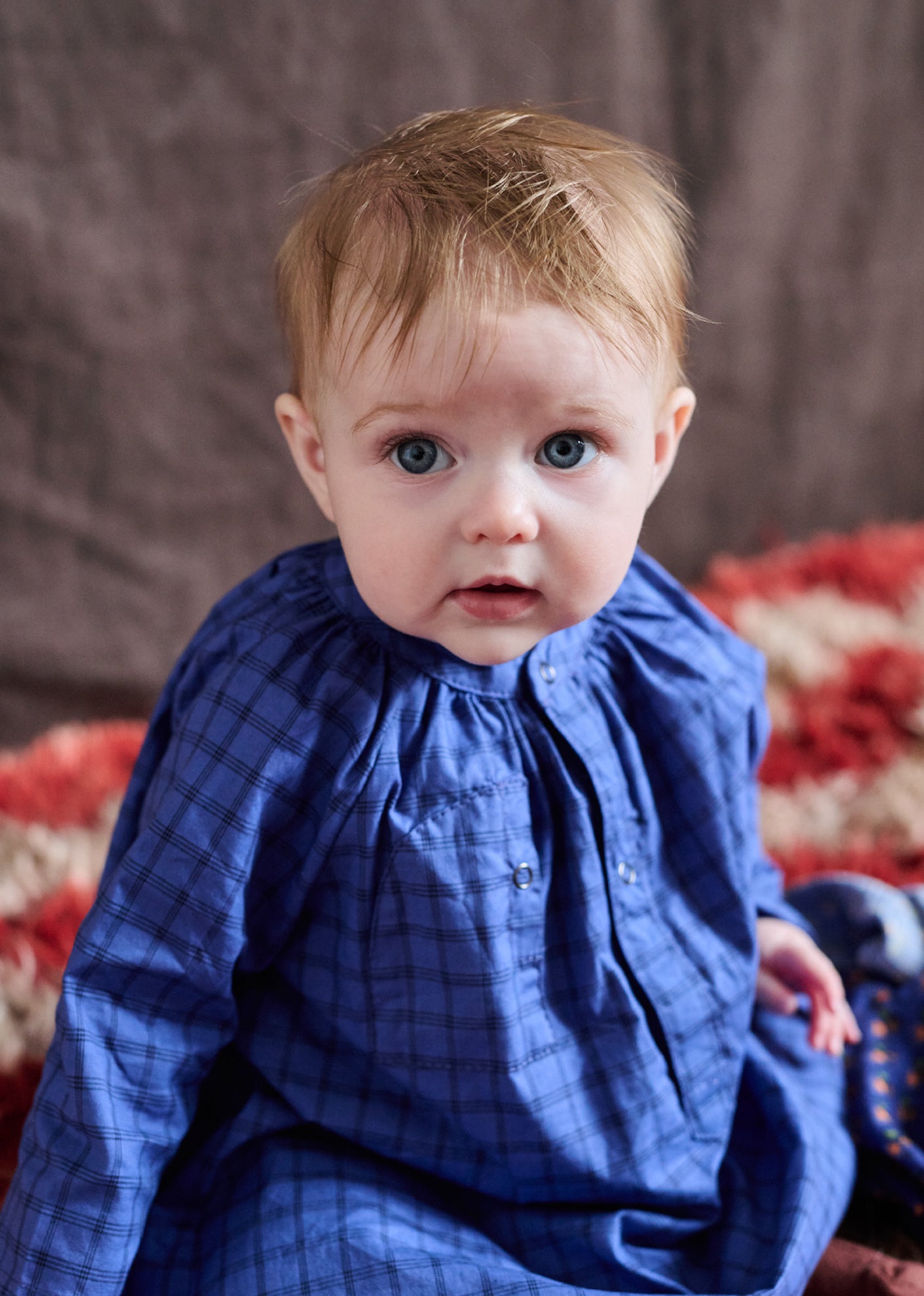 YEW BABY GIRL'S DRESS - DENIM BLUE CHECK