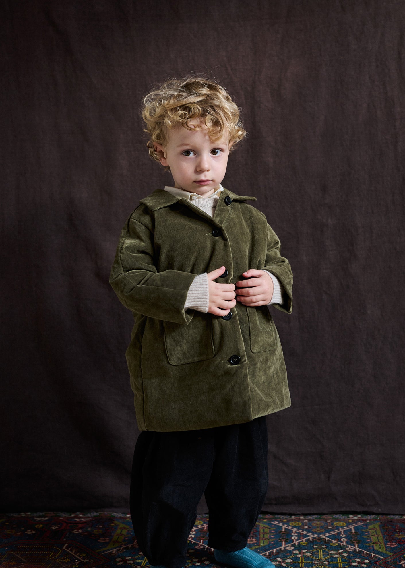 CHEE BABY VELVET COAT - GOLDEN GREEN