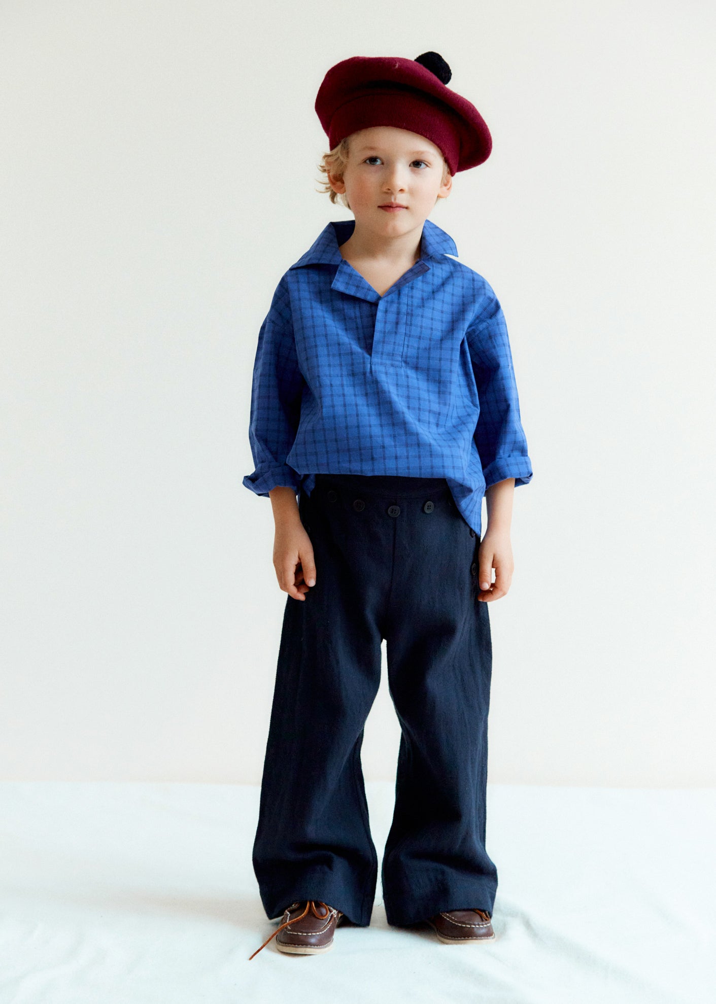 BERGAMOT CHILDREN'S COTTON SHIRT - DENIM BLUE CHECK