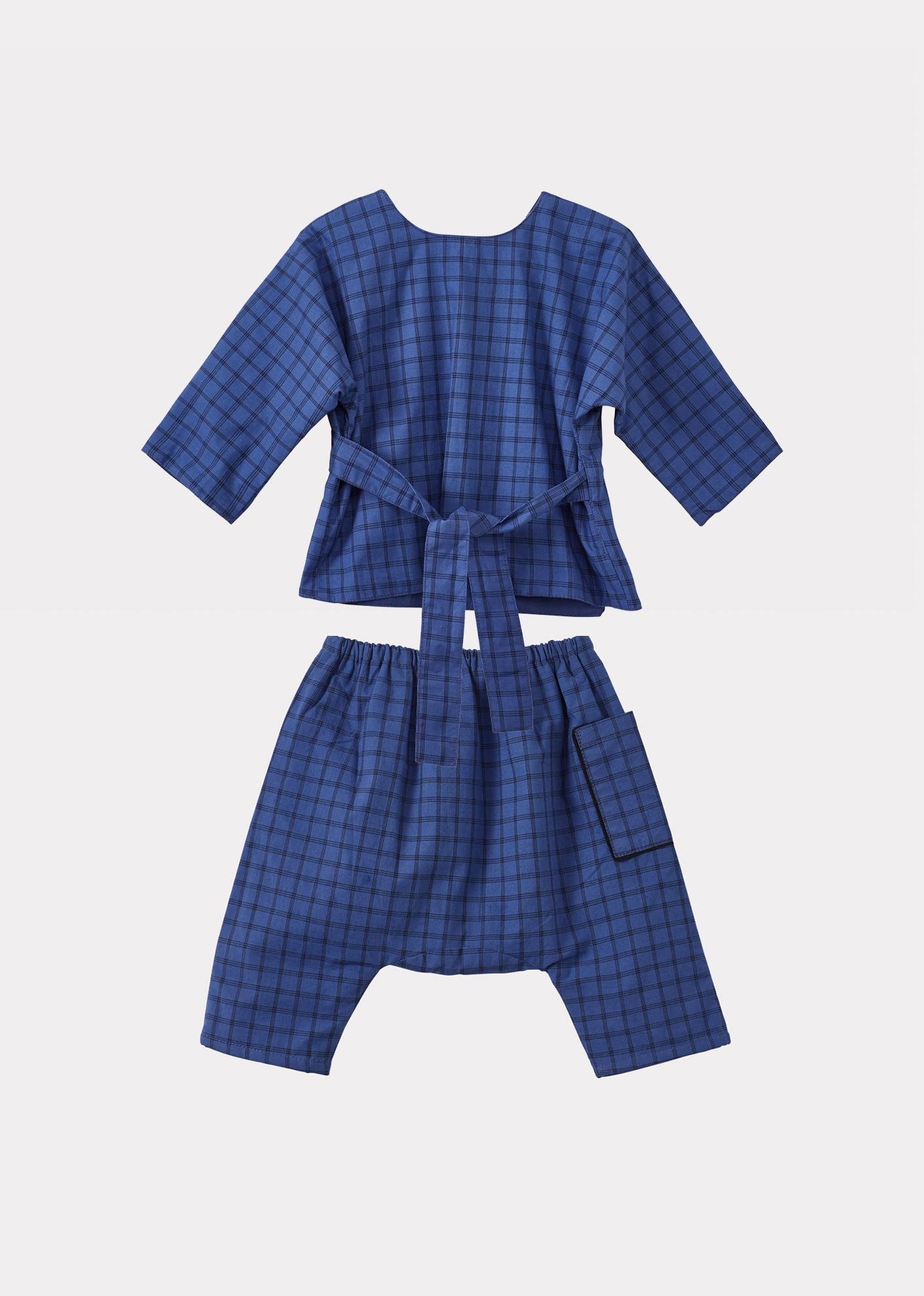 CLEMENT BABY COTTON TOP AND TROUSERS SET - DENIM BLUE CHECK