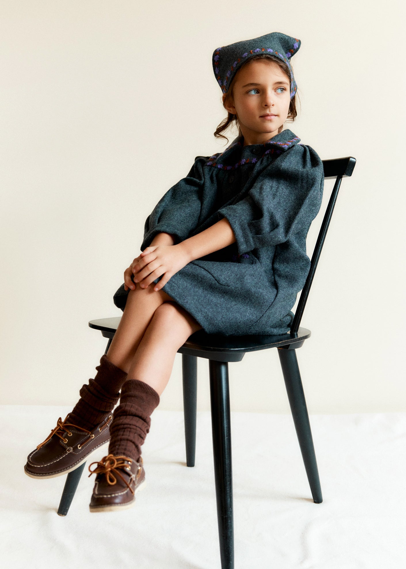 CLARA GIRL'S COTTON DRESS - DARK GREY