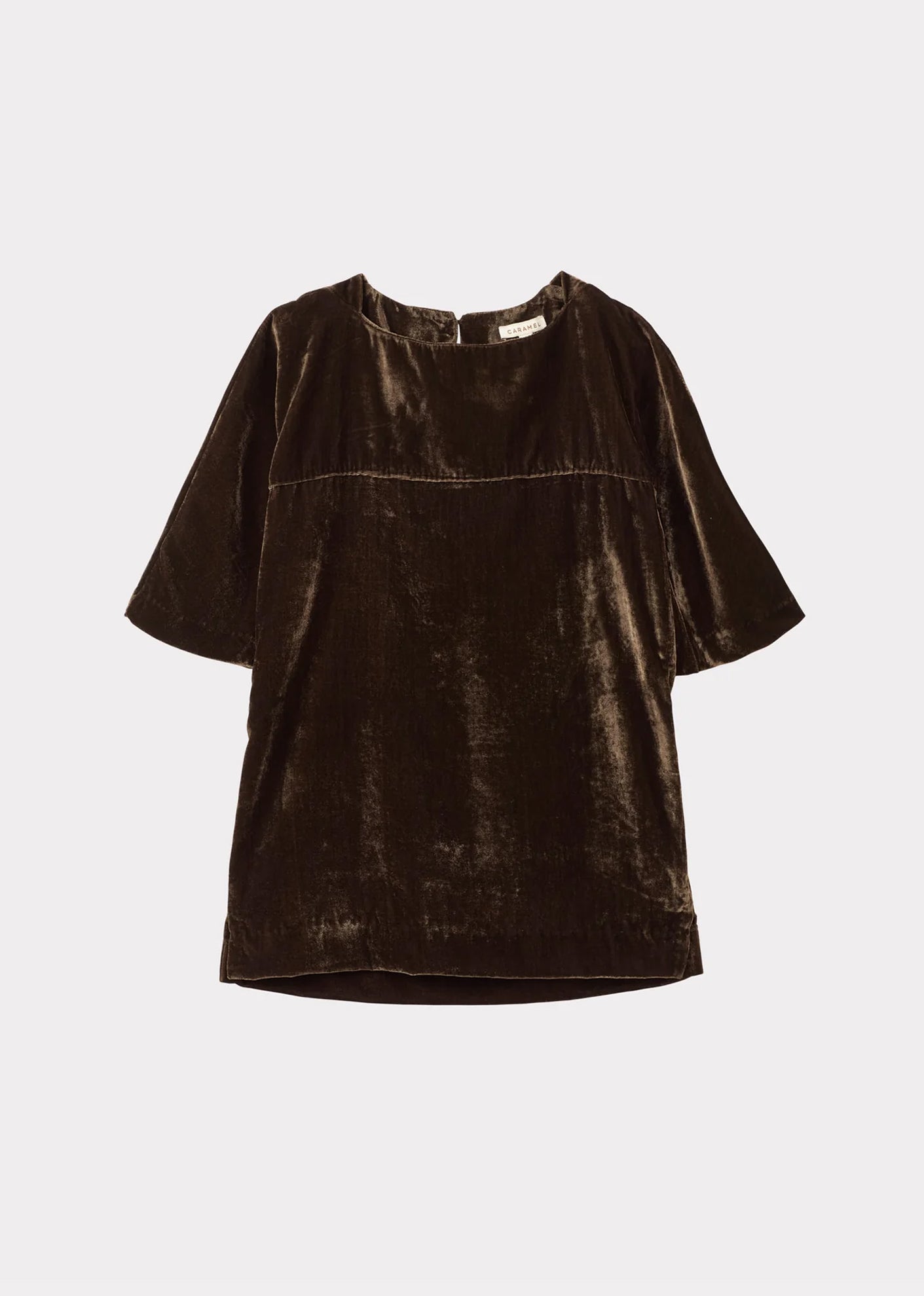 HEBE GIRL'S VELVET DRESS - CHOCOLATE
