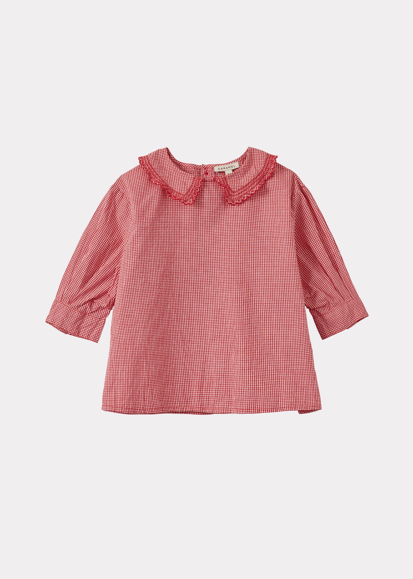 HARPER GIRL'S COTTON BLOUSE - GINGHAM RED / WHITE