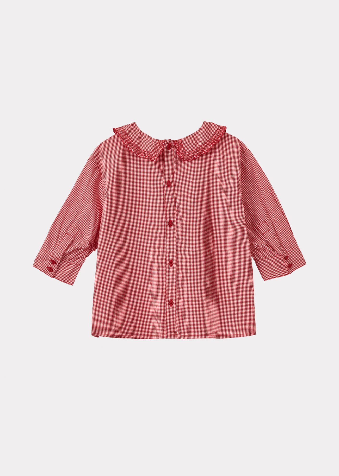 HARPER GIRL'S COTTON BLOUSE - GINGHAM RED / WHITE
