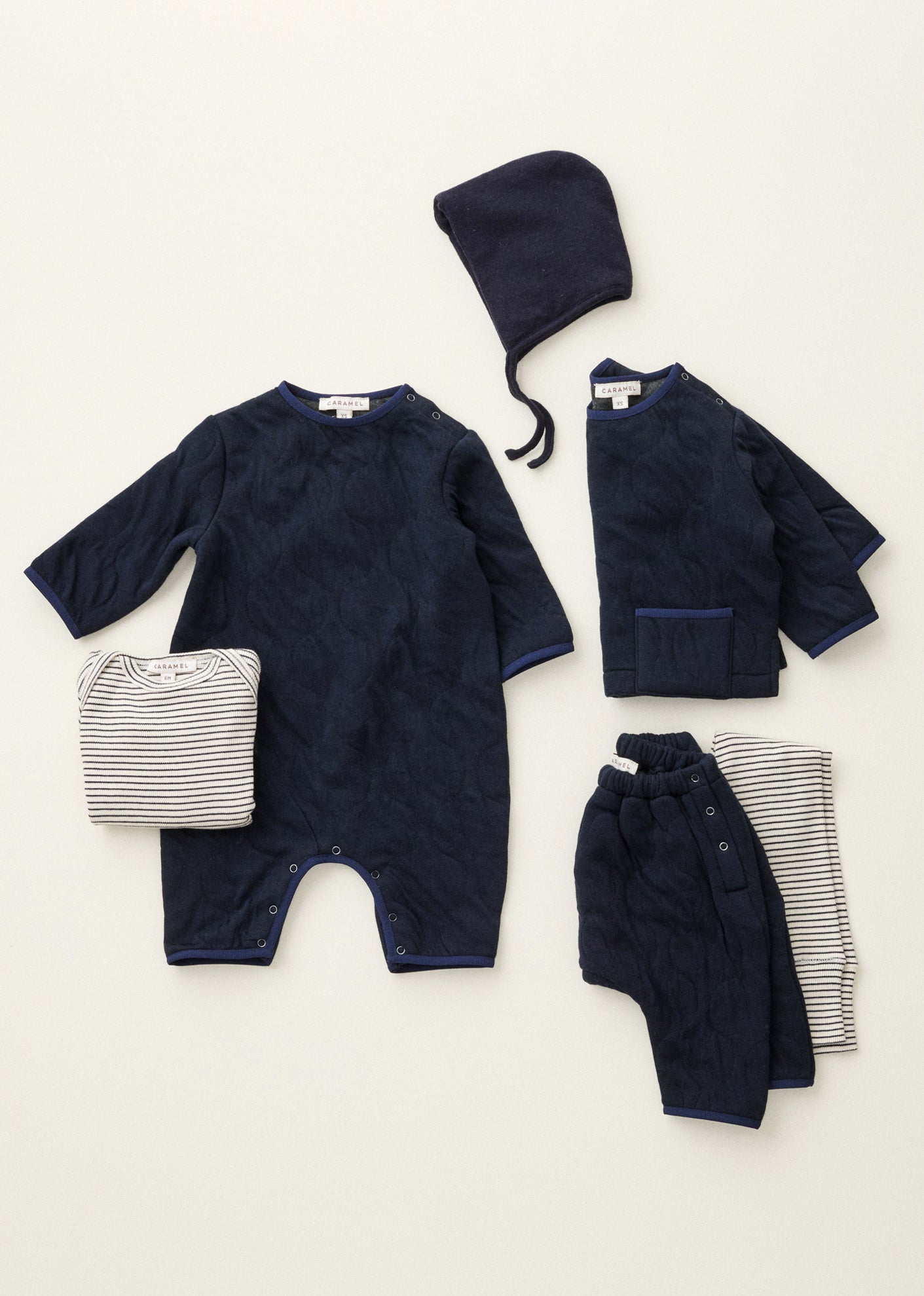 CRABAPPLE COTTON BABY SET - NAVY