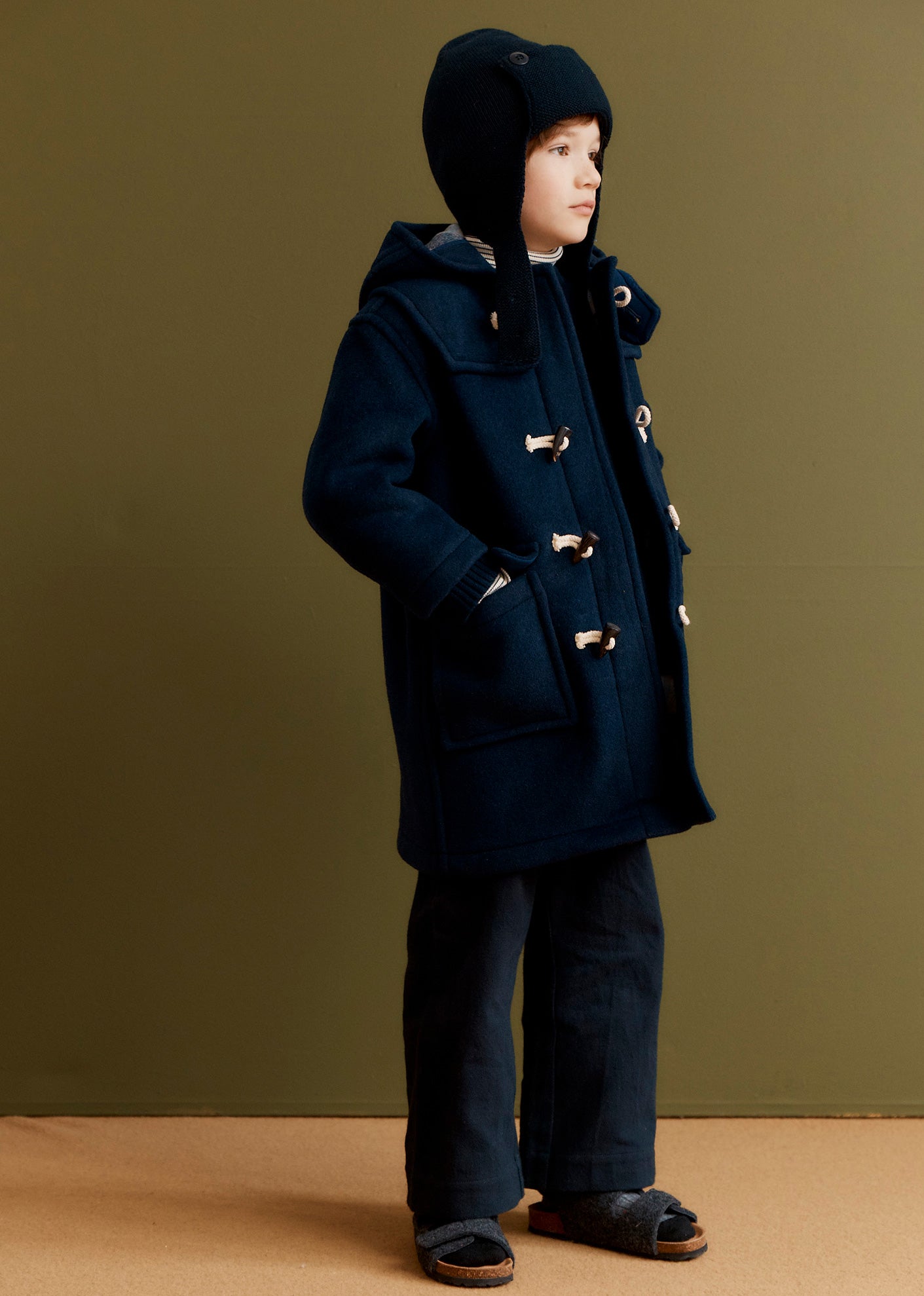 caramel british collection ベレー帽 ネイビー キッズファッション