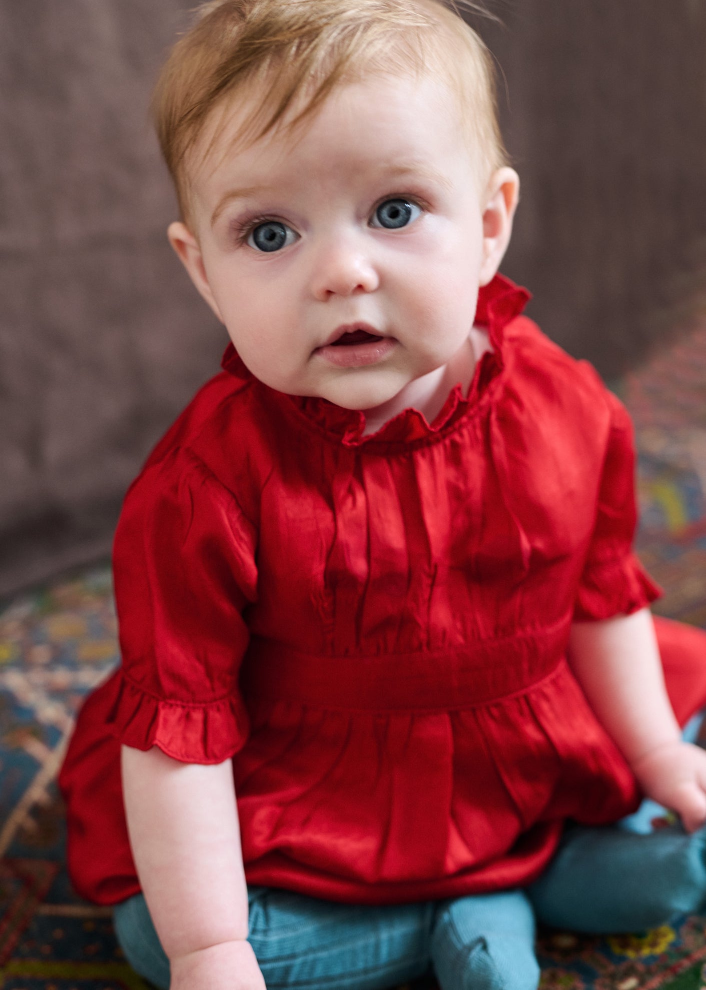 VESTIA BABY GIRL'S DRESS AND BLOOMERS SET - REDCURRANT