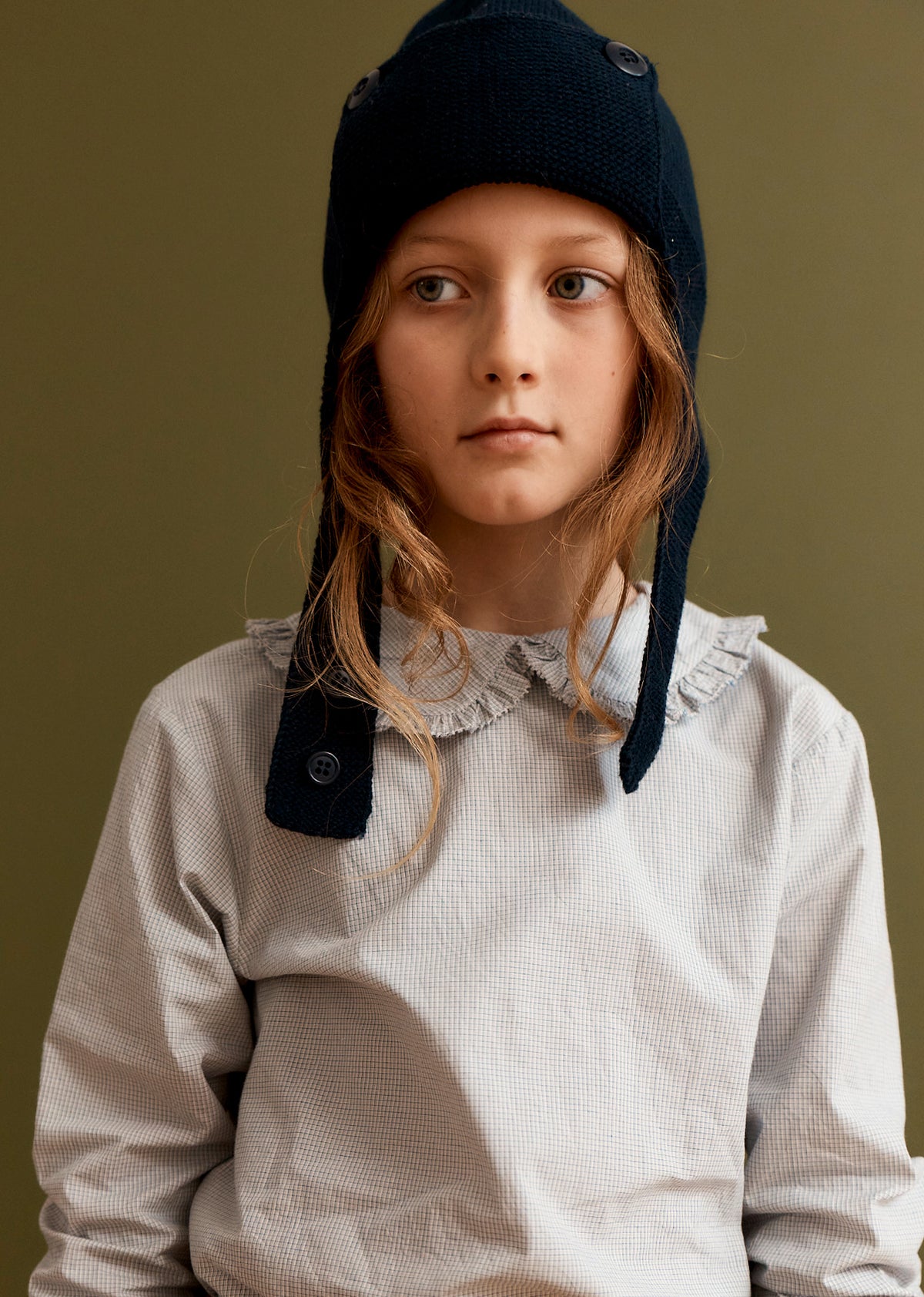 HARPER CHILDREN'S COTTON BLOUSE - CHARCOAL PINSTRIPE