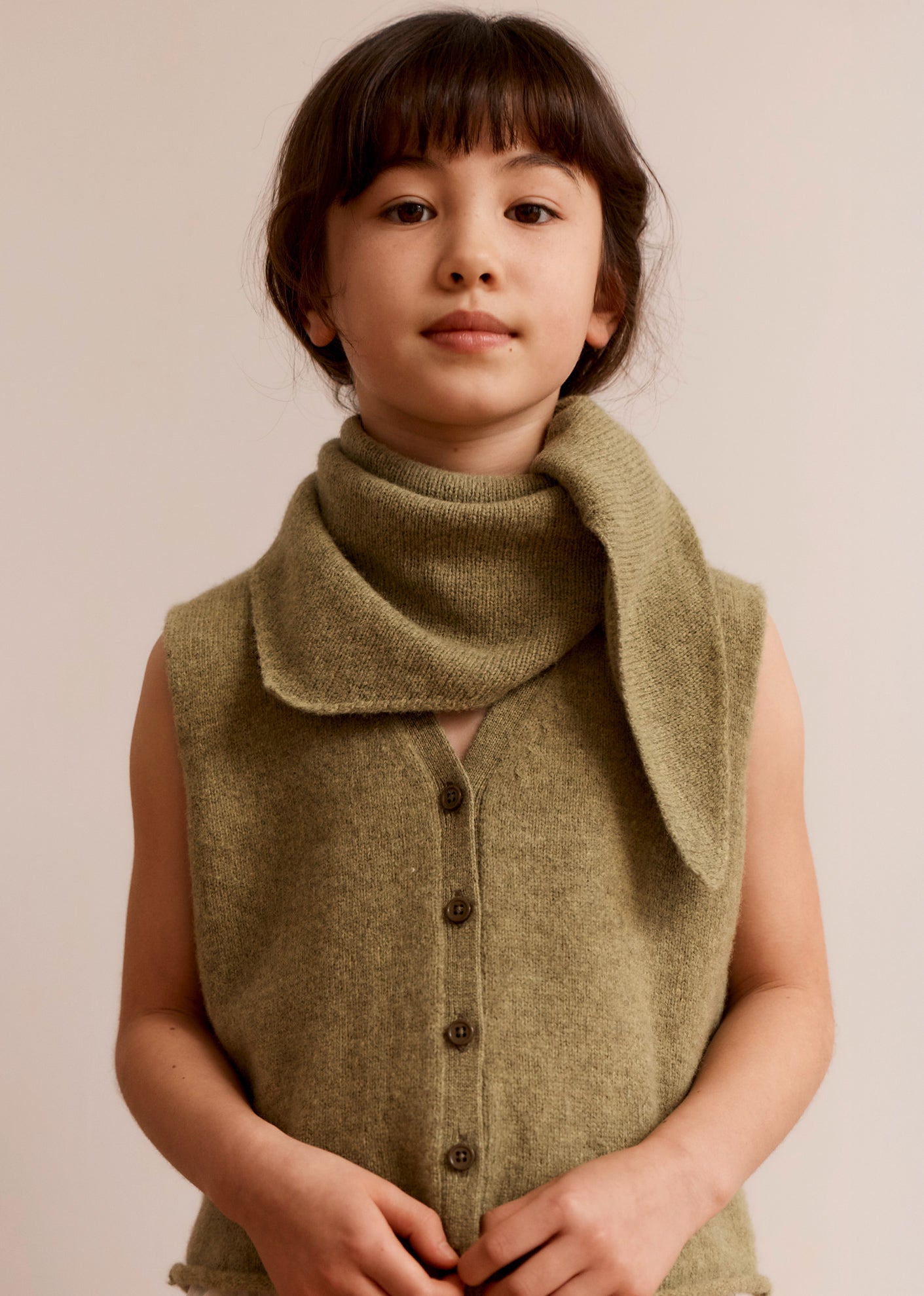 ANSEL CHILDREN'S WOOL VEST - OLIVE