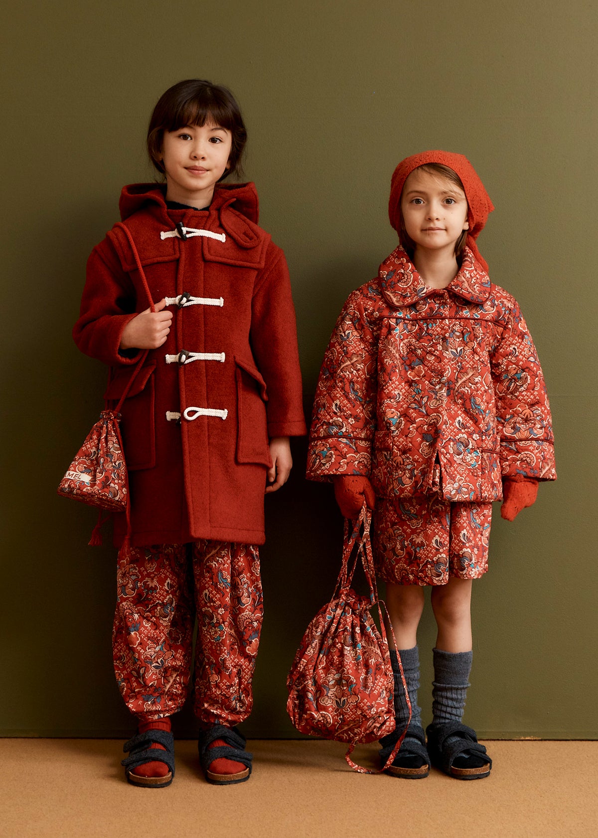 TEDDY CHILDREN'S WOOL DUFFLE COAT - BURNT ORANGE