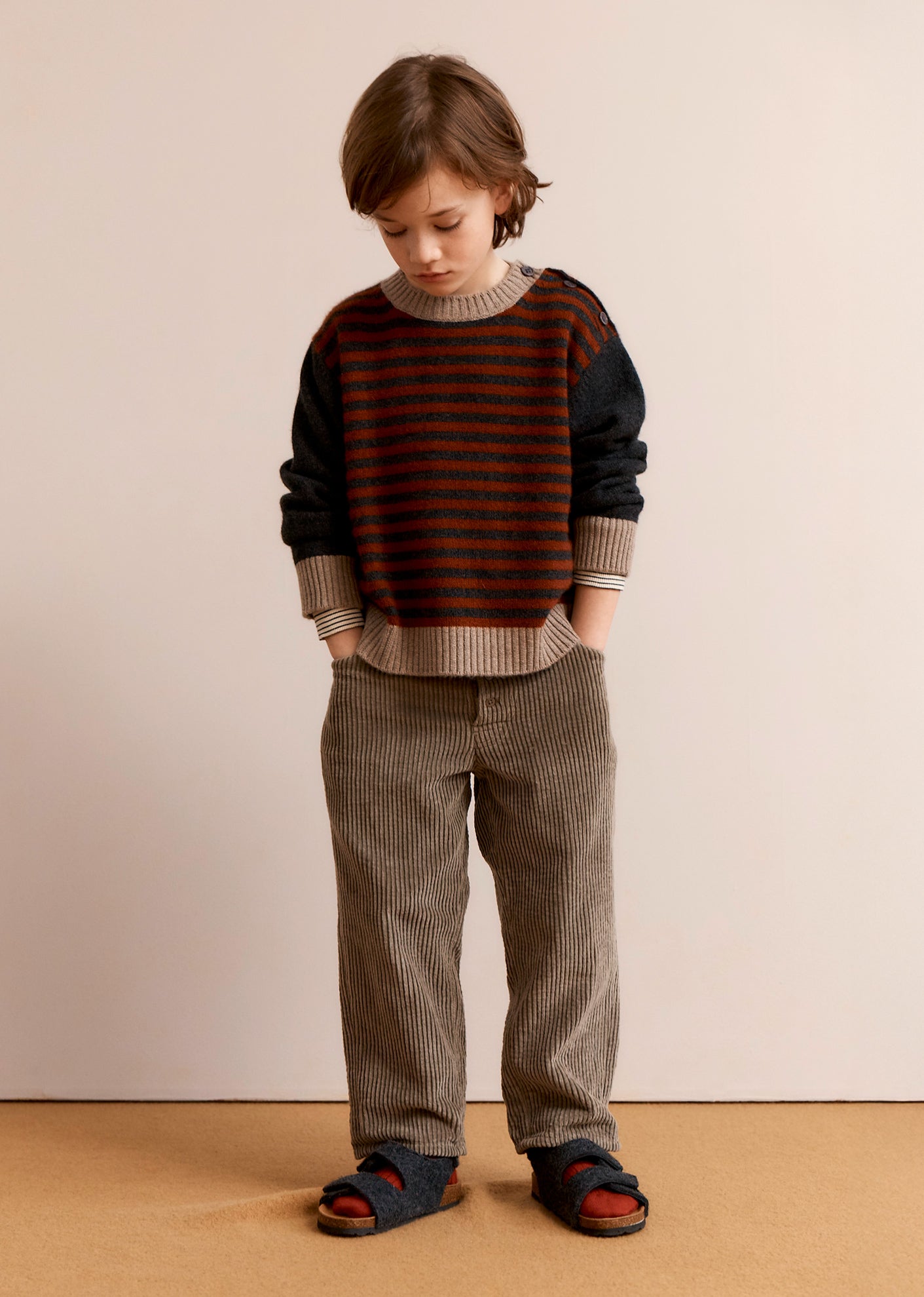 CHESTNUT CHILDREN'S COTTON CORDUROY TROUSERS - MINK