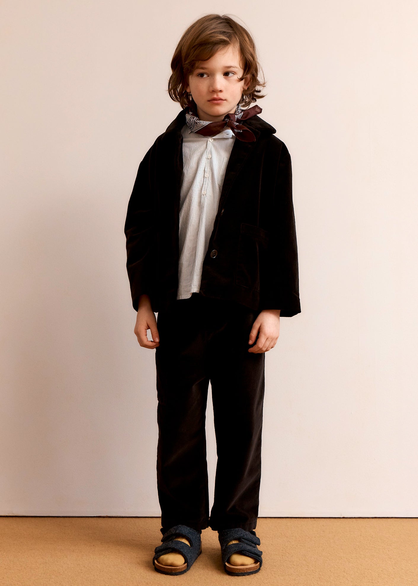 CHESTNUT CHILDREN'S COTTON VELVET TROUSERS - CHOCOLATE