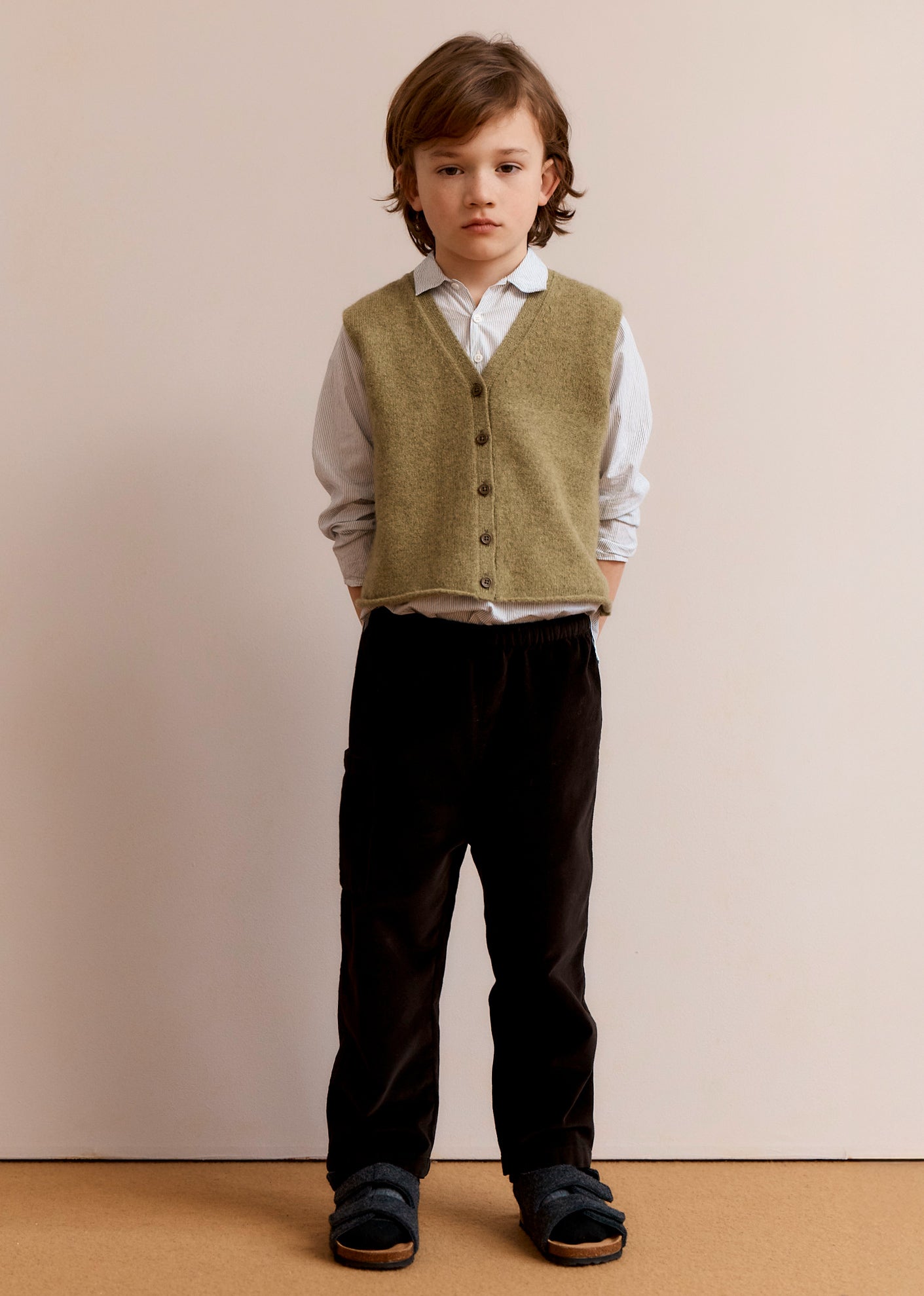 CHESTNUT CHILDREN'S COTTON VELVET TROUSERS - CHOCOLATE