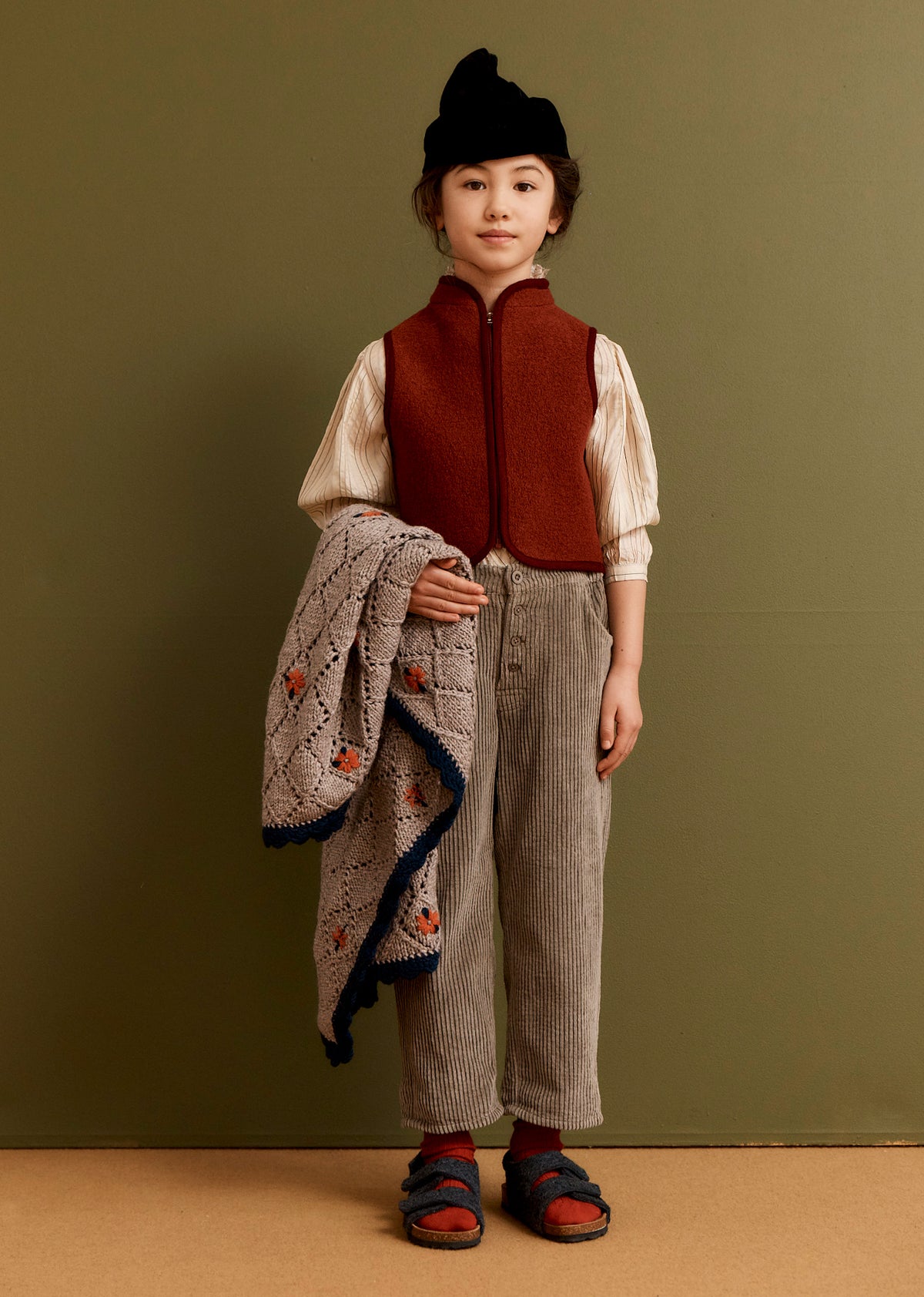FLOYD CHILDREN'S WOOL ZIP VEST - BURGUNDY