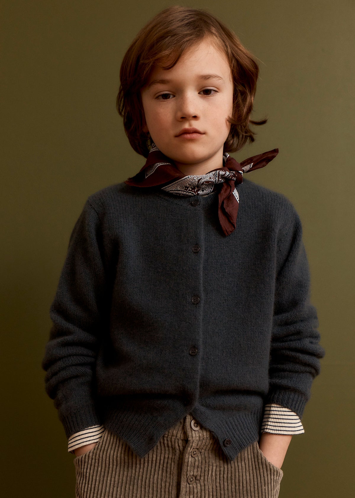ROSA CHILDREN'S CASHMERE CARDIGAN - CHARCOAL