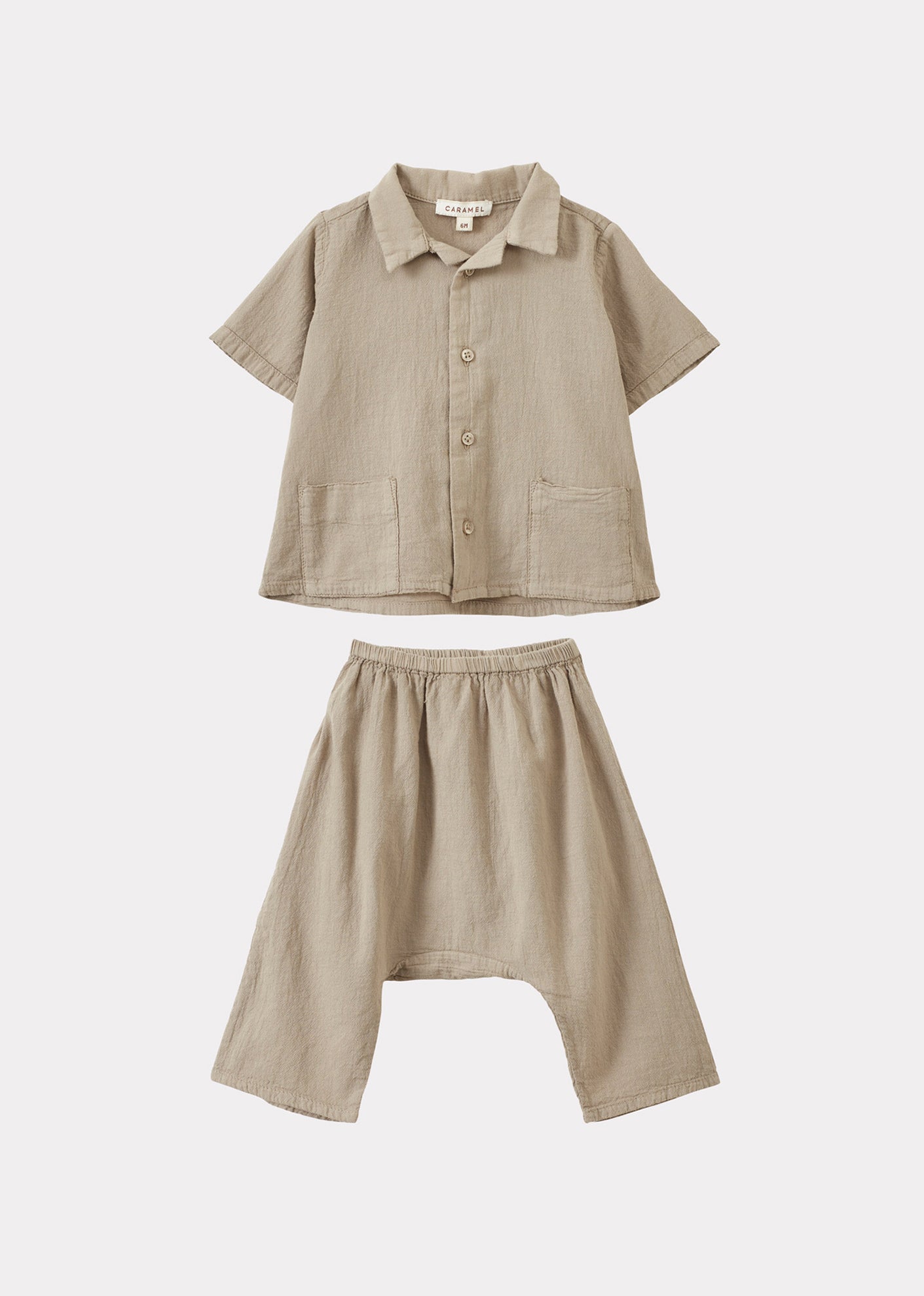 BAMBOO BABY SHIRT AND TROUSERS SET - TAUPE