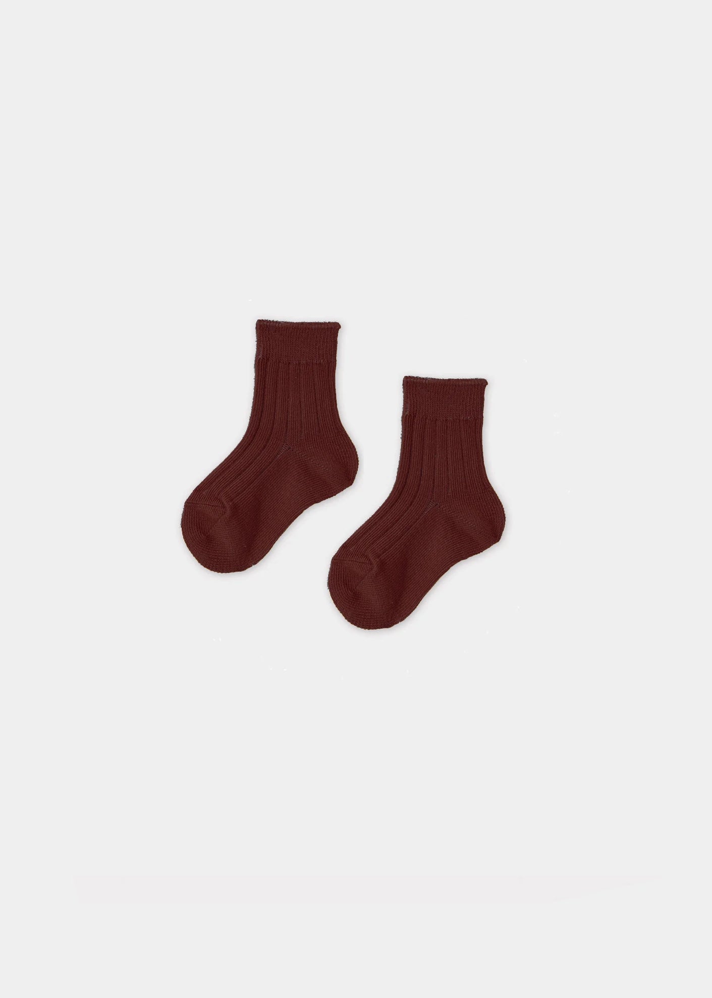 BABY RIB ANKLE COTTON SOCKS - CHATAIGNE