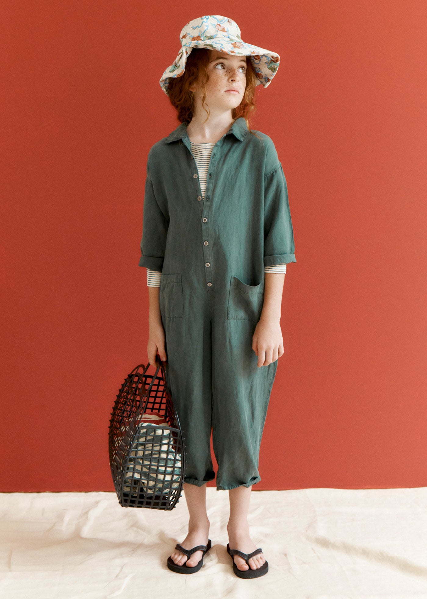 COSMOS CHILDREN'S BOILER SUIT - BOTTLE GREEN