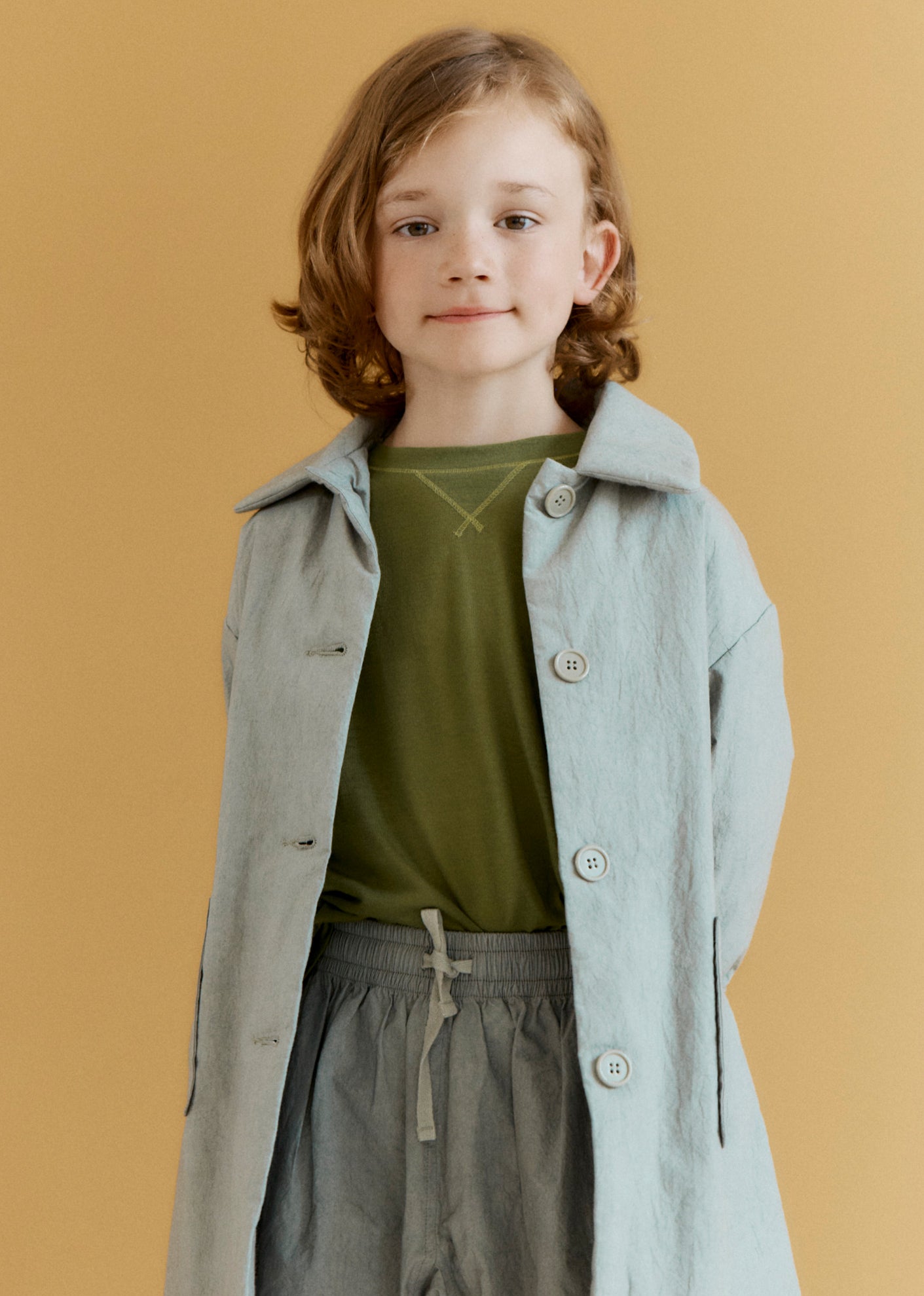 CAMBRIDGE CHILDREN'S CRUSHED COTTON COAT - GREY / GREEN