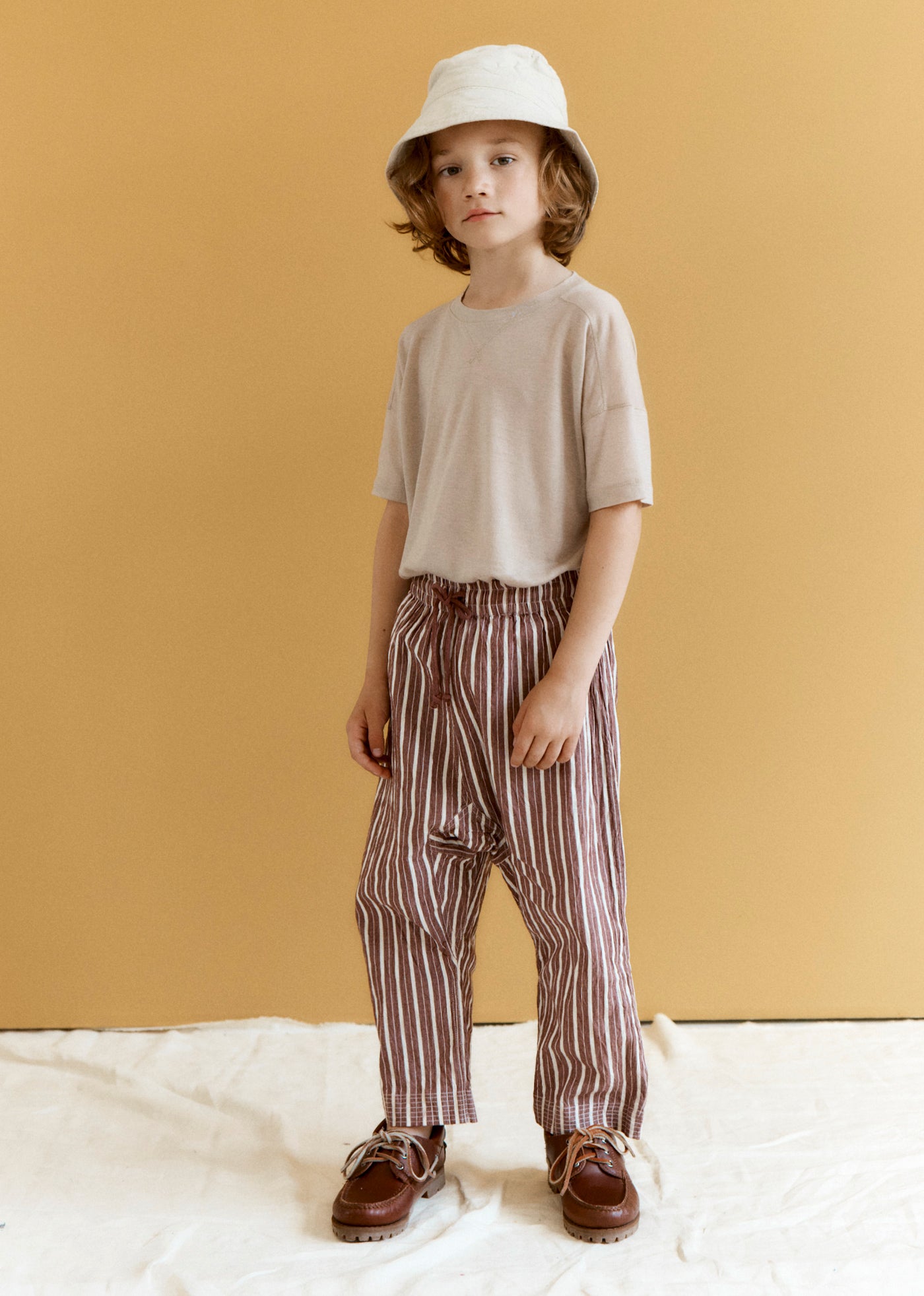 JUDO CHILDREN'S LINEN TROUSERS - CHOCOLATE STRIPE