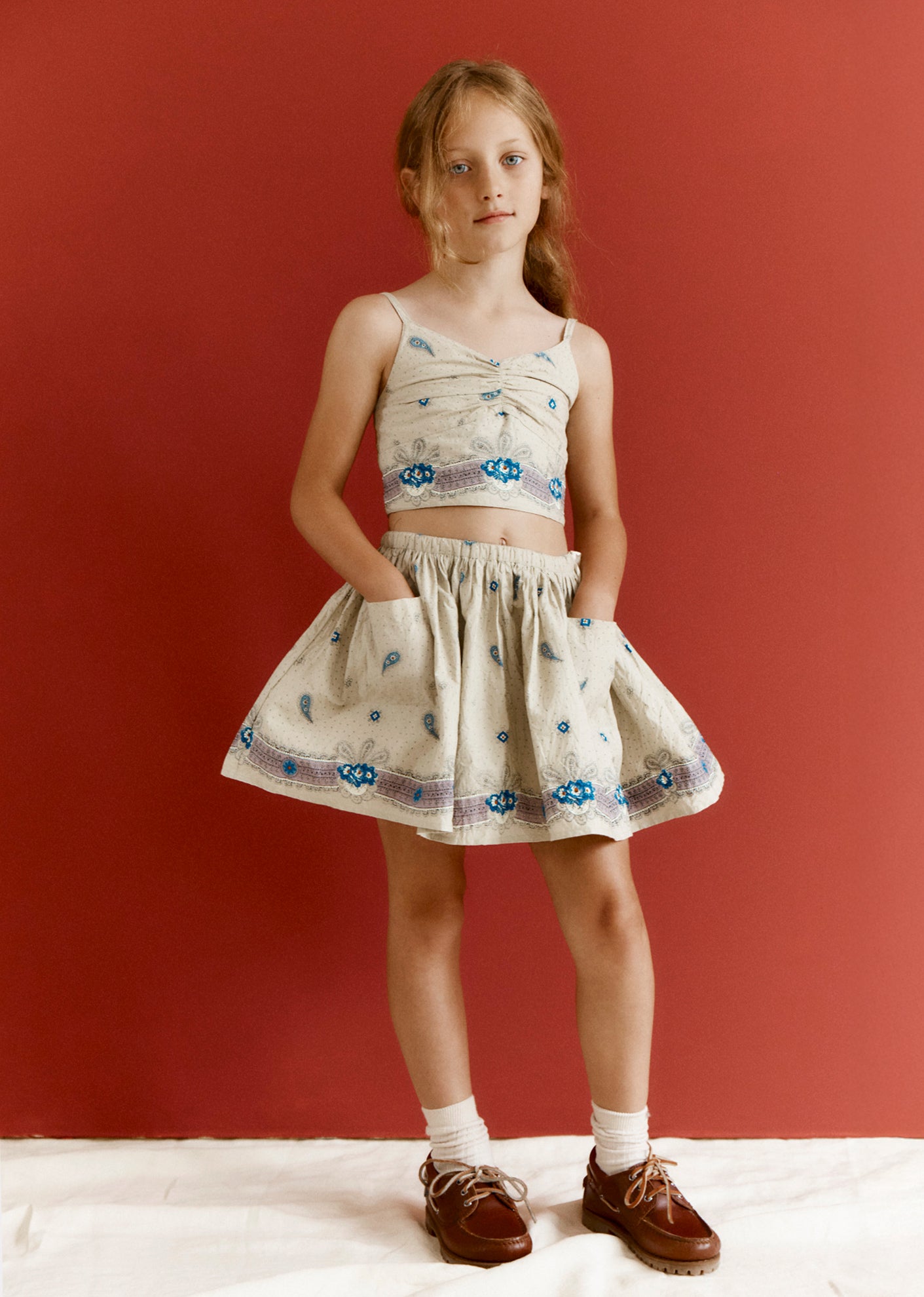 MYLA GIRL'S SKIRT - MAUVE PAISLEY PRINT