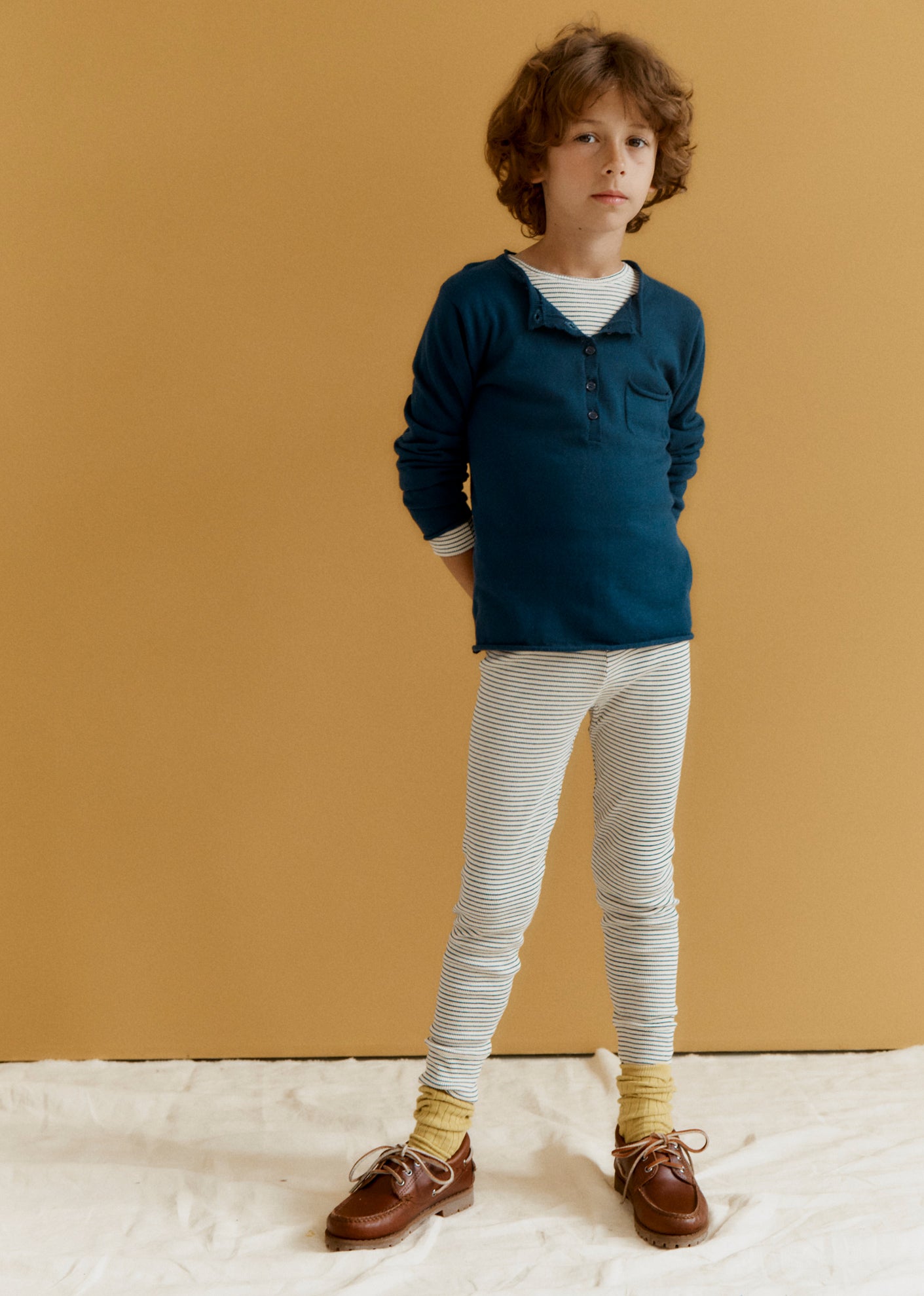 JUDD CHILDREN'S COTTON LEGGINGS - NAVY / CREAM