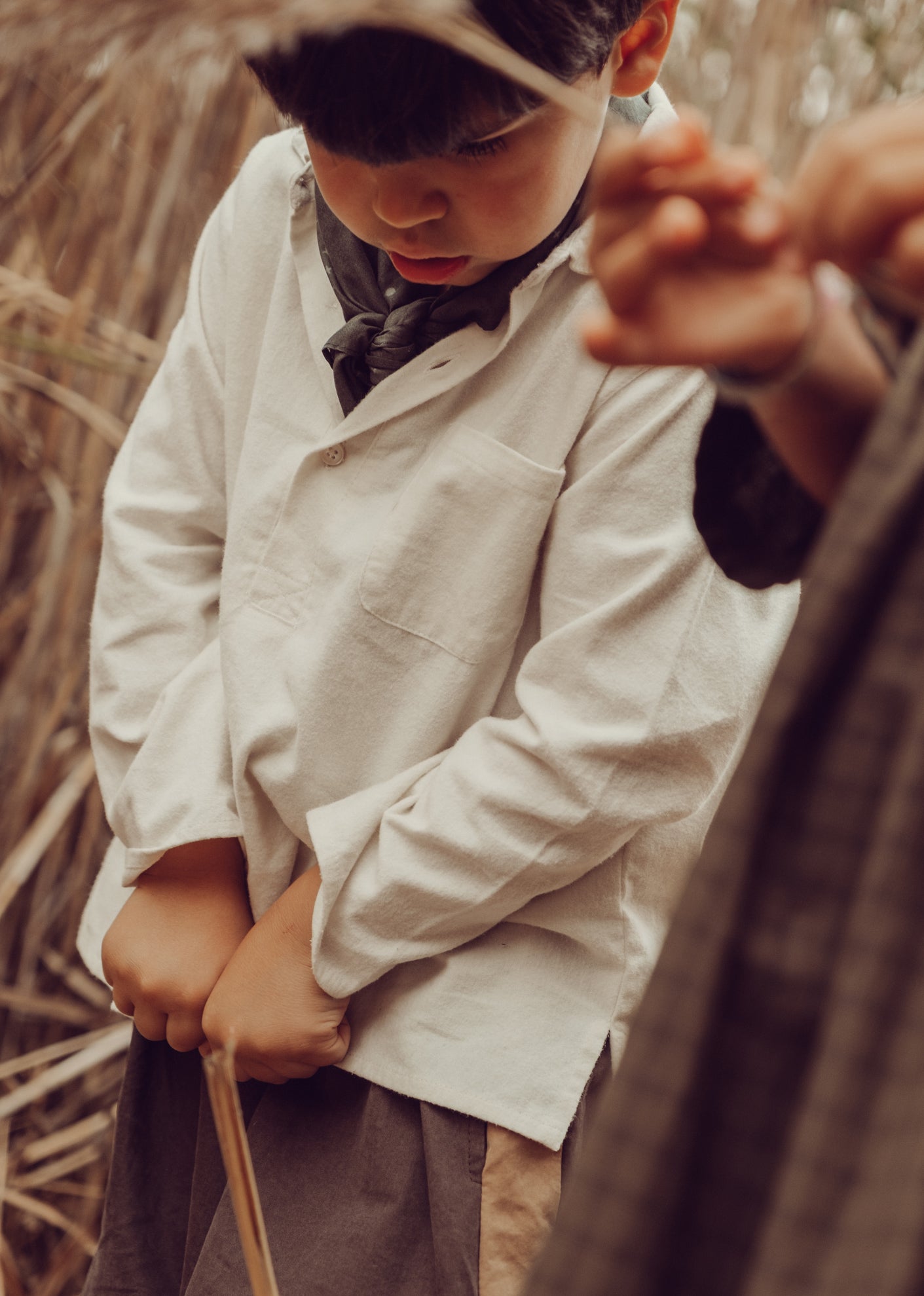 ELBERT CHILDREN'S COTTON SHIRT - ECRU