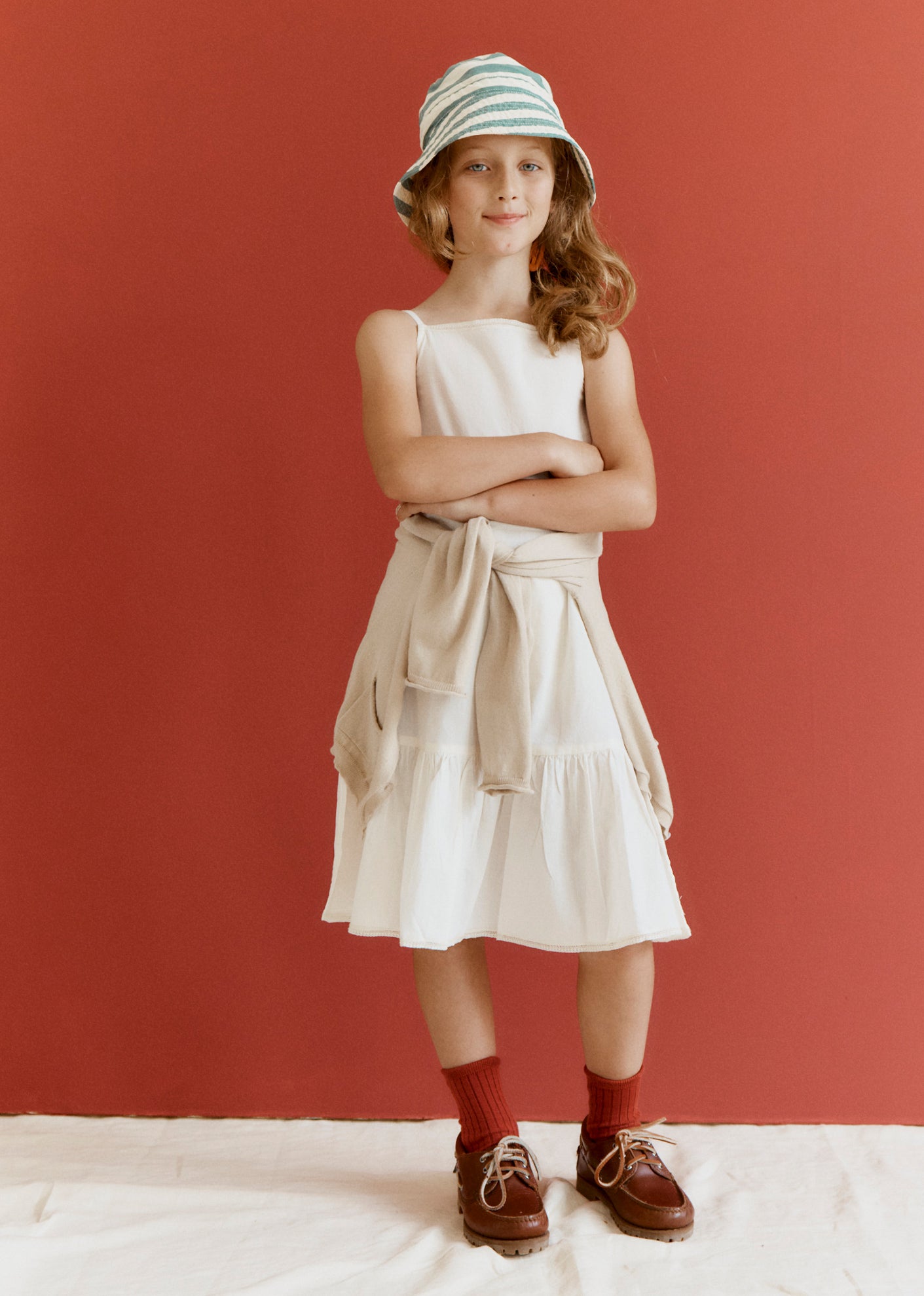 GRAPE GIRL'S SILK SLIP DRESS  - OFF WHITE