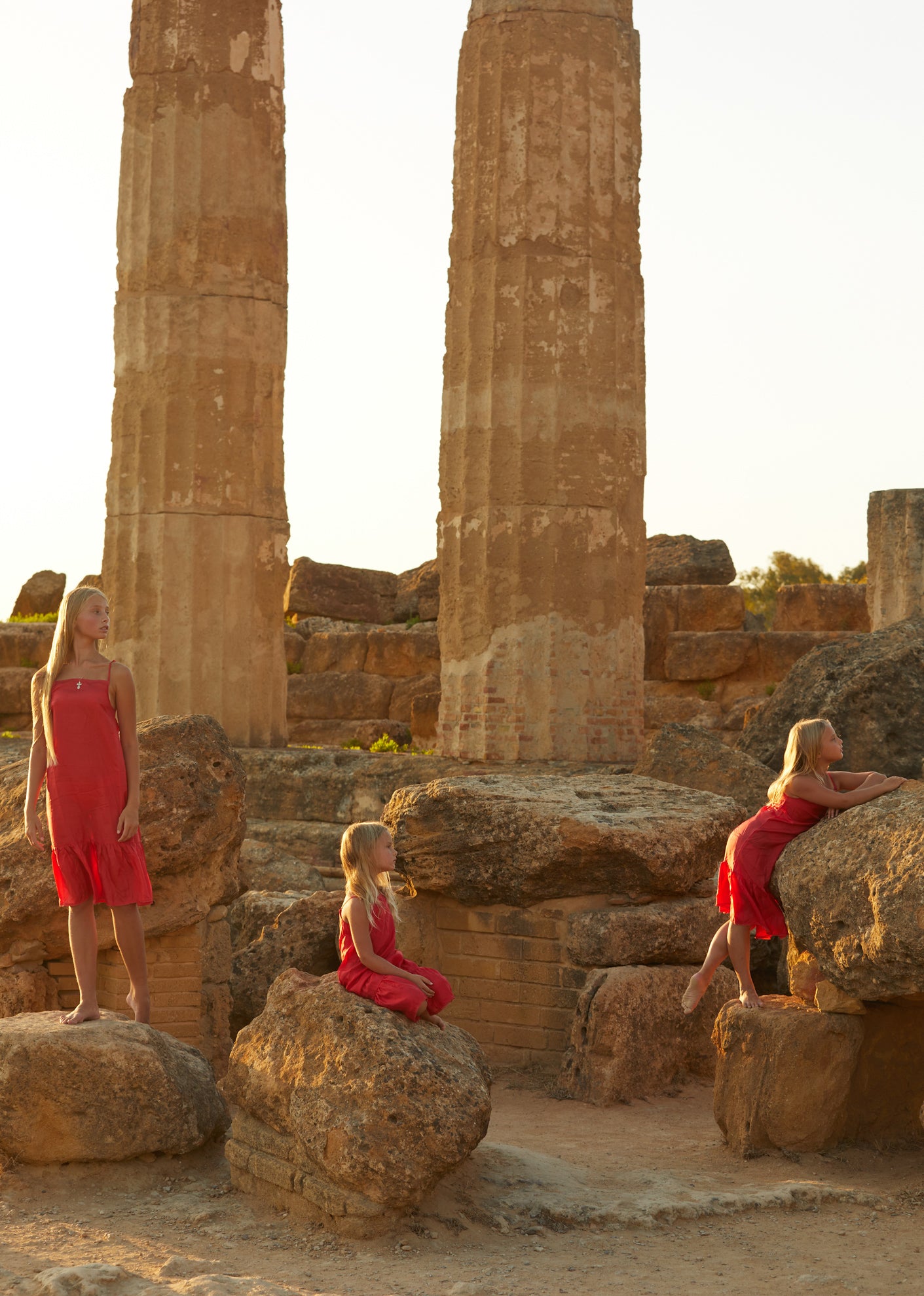 GRAPE GIRL'S SILK SLIP DRESS  - POMEGRANATE