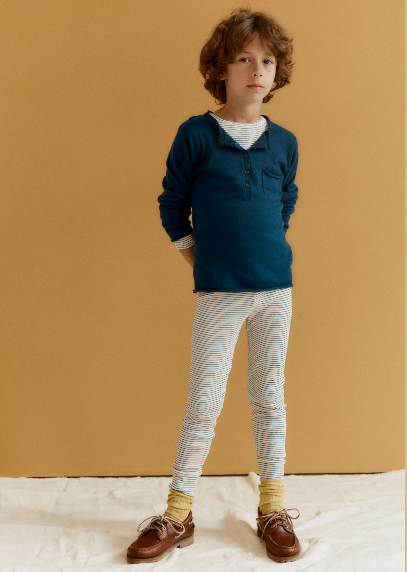 JUDD CHILDREN'S COTTON LEGGINGS - NAVY / CREAM