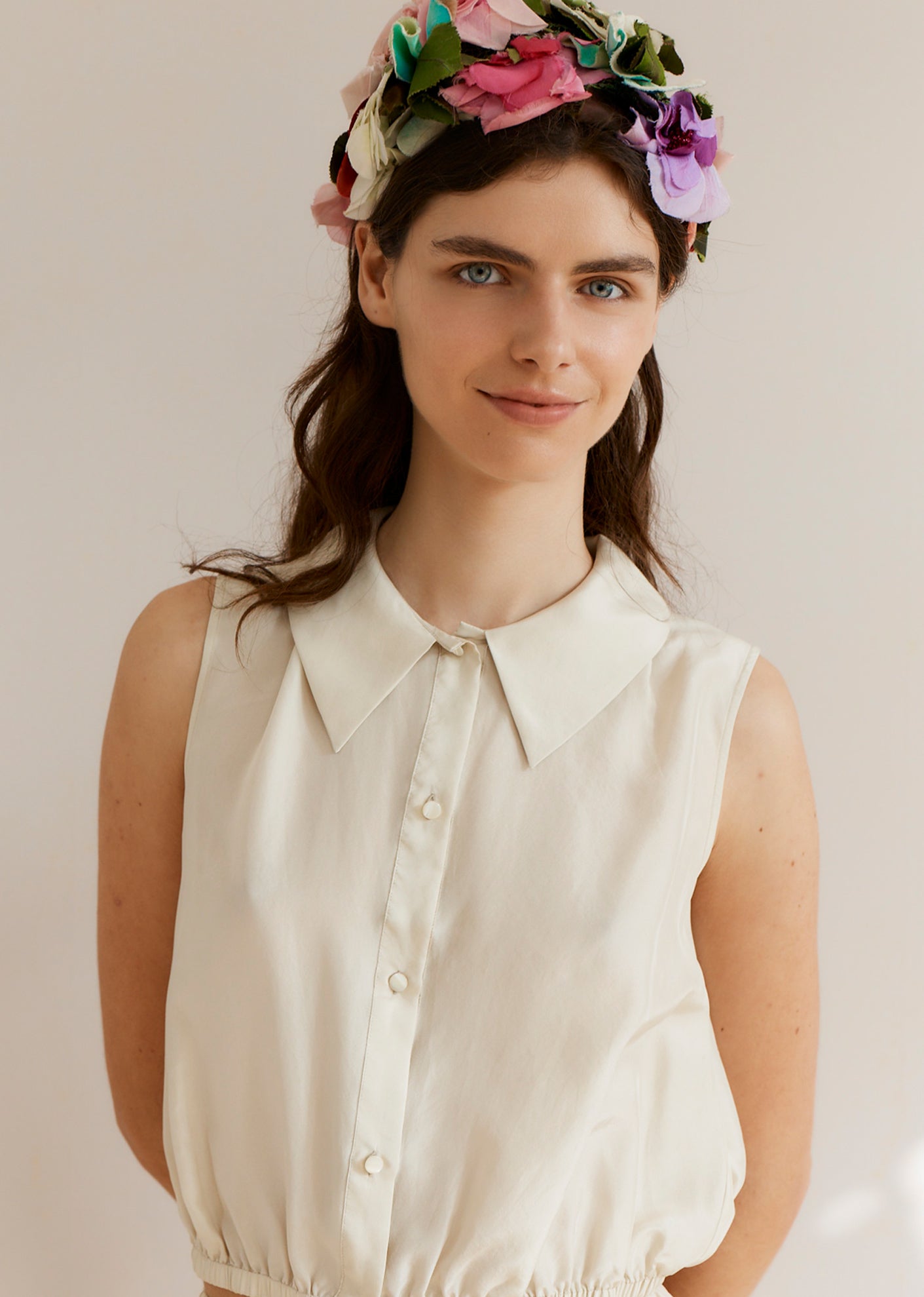 LAINA WOMEN'S SILK BLOUSE - ECRU