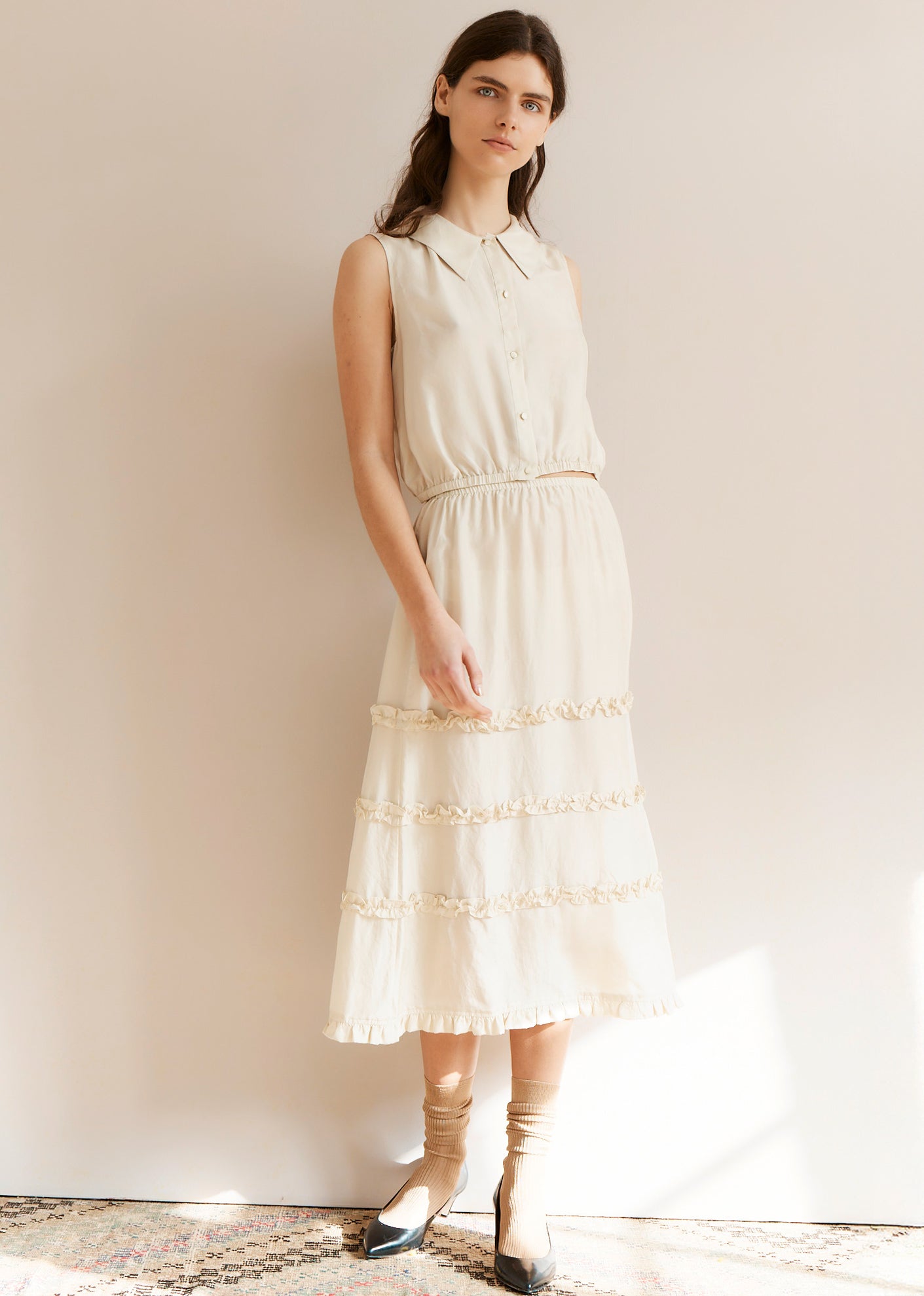 LAINA WOMEN'S SILK BLOUSE - ECRU