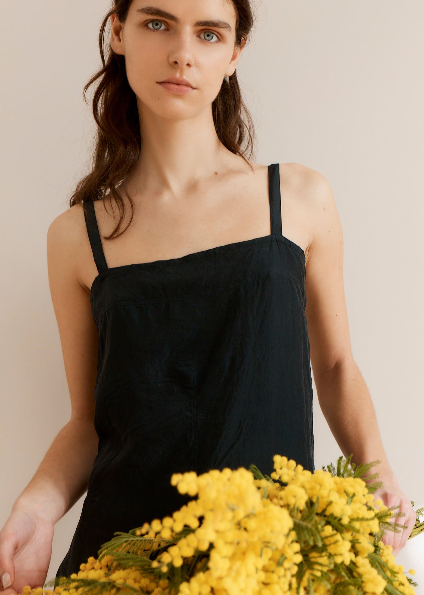 WOMEN'S SILK CAMI TOP - BLACK