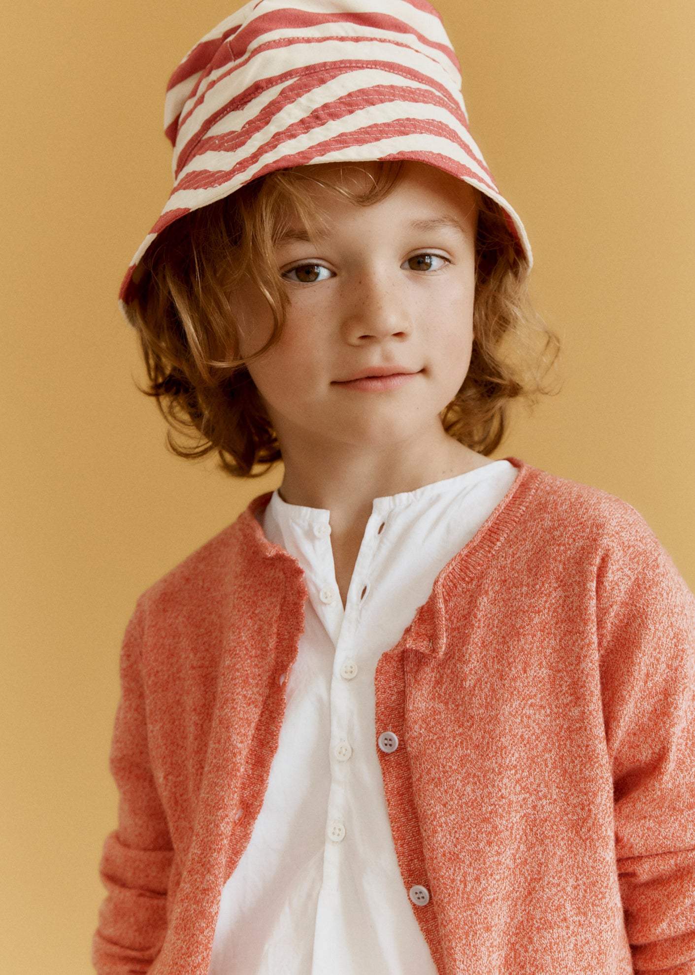 ROMILLY CHILDREN'S COTTON CARDIGAN - TOMATO MELANGE