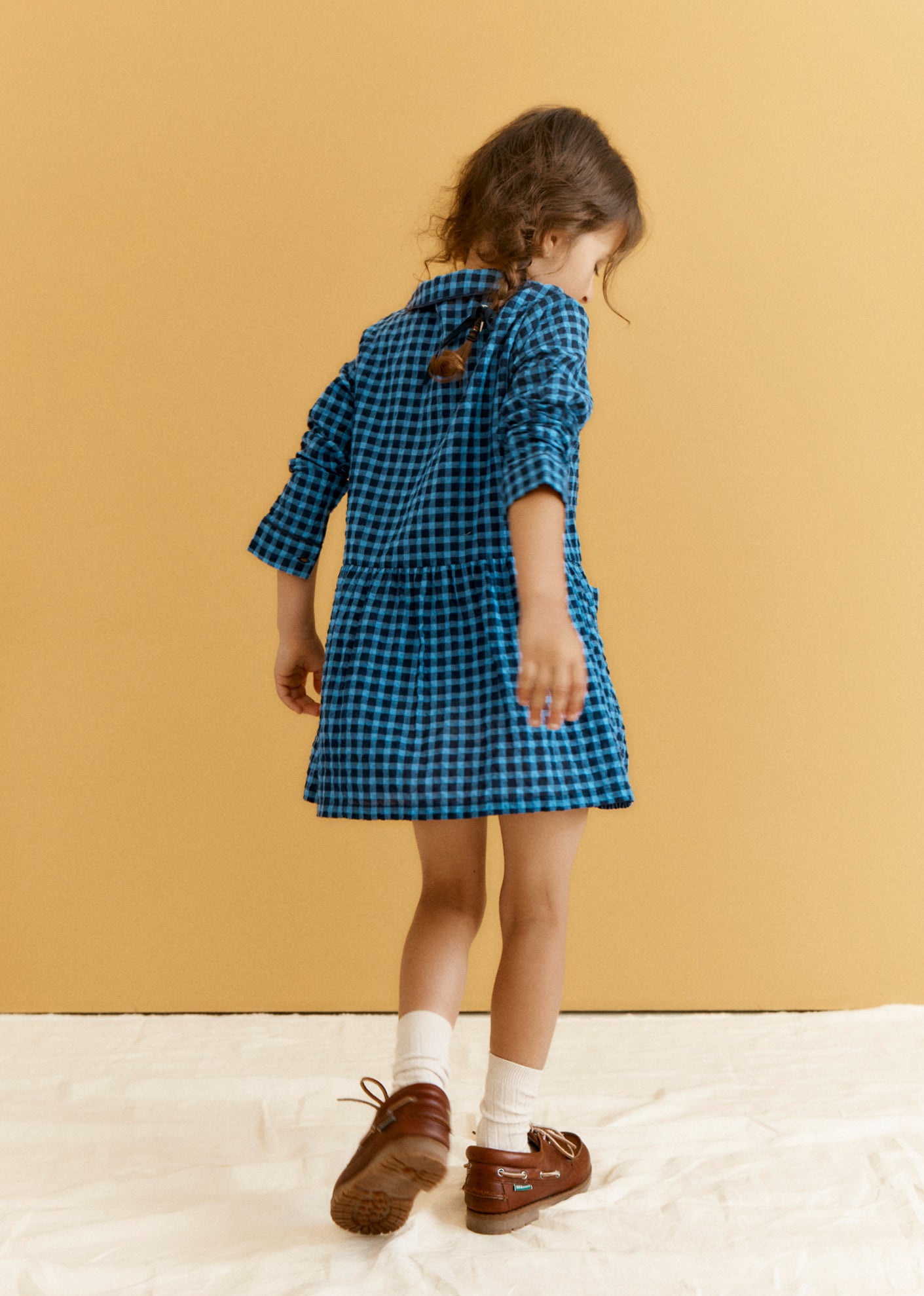 WHITELEAF GIRL'S COTTON DRESS - BLUE GINGHAM