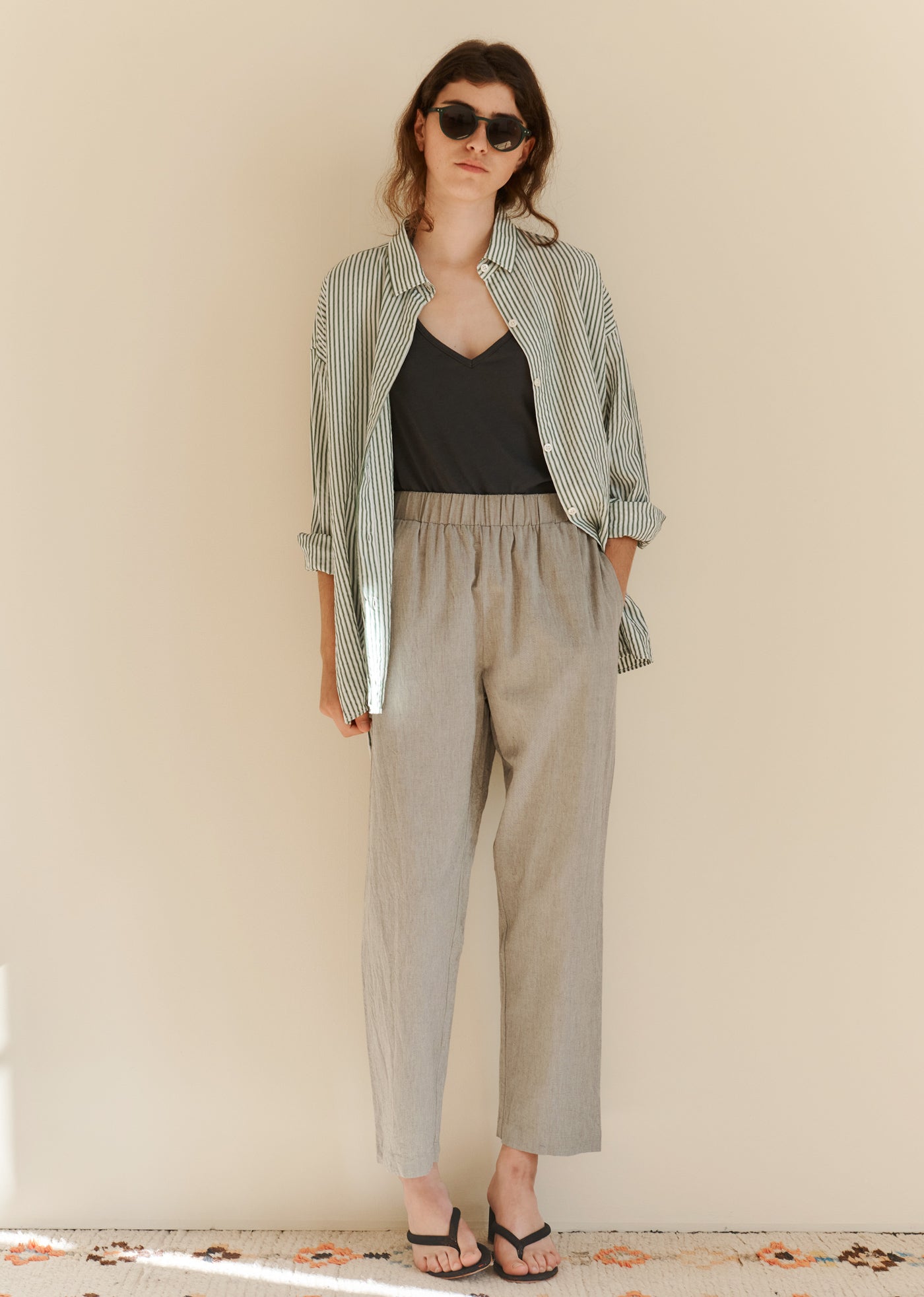 CHICHESTER WOMEN'S COTTON MIX TROUSERS - STONE GREY