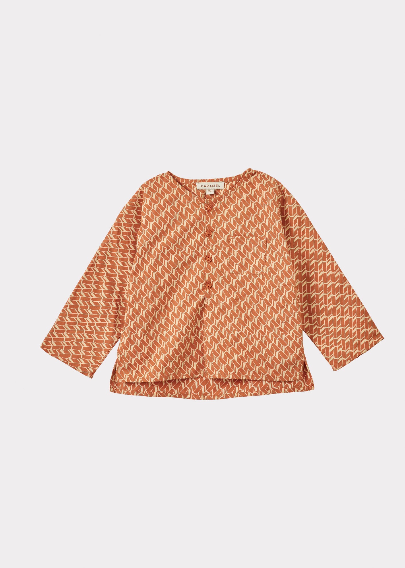 CHARD BABY SHIRT - APRICOT GEO PRINT