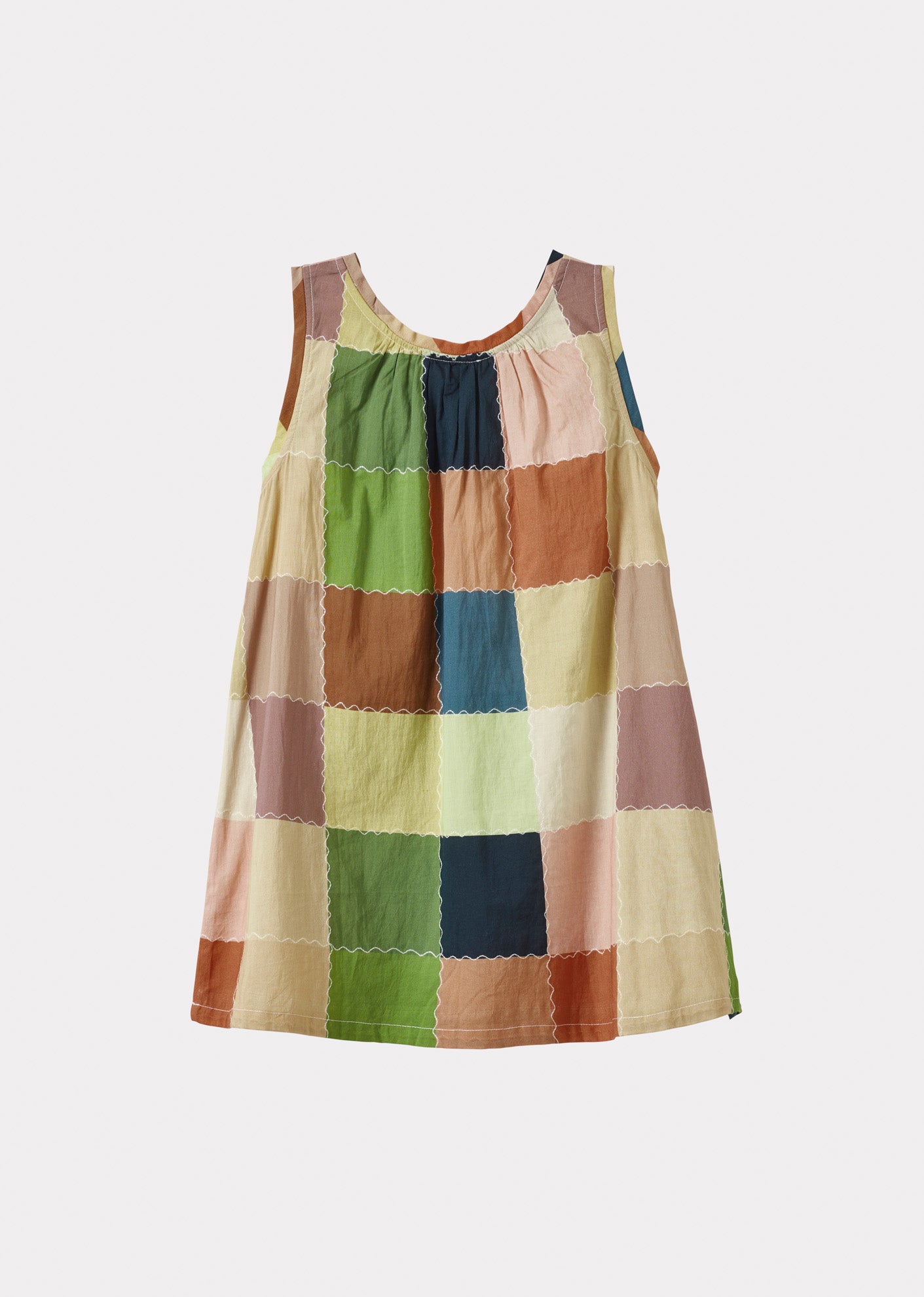 CICELY DRESS TEEN - GREEN/MULTICOLOUR PATCHWORK